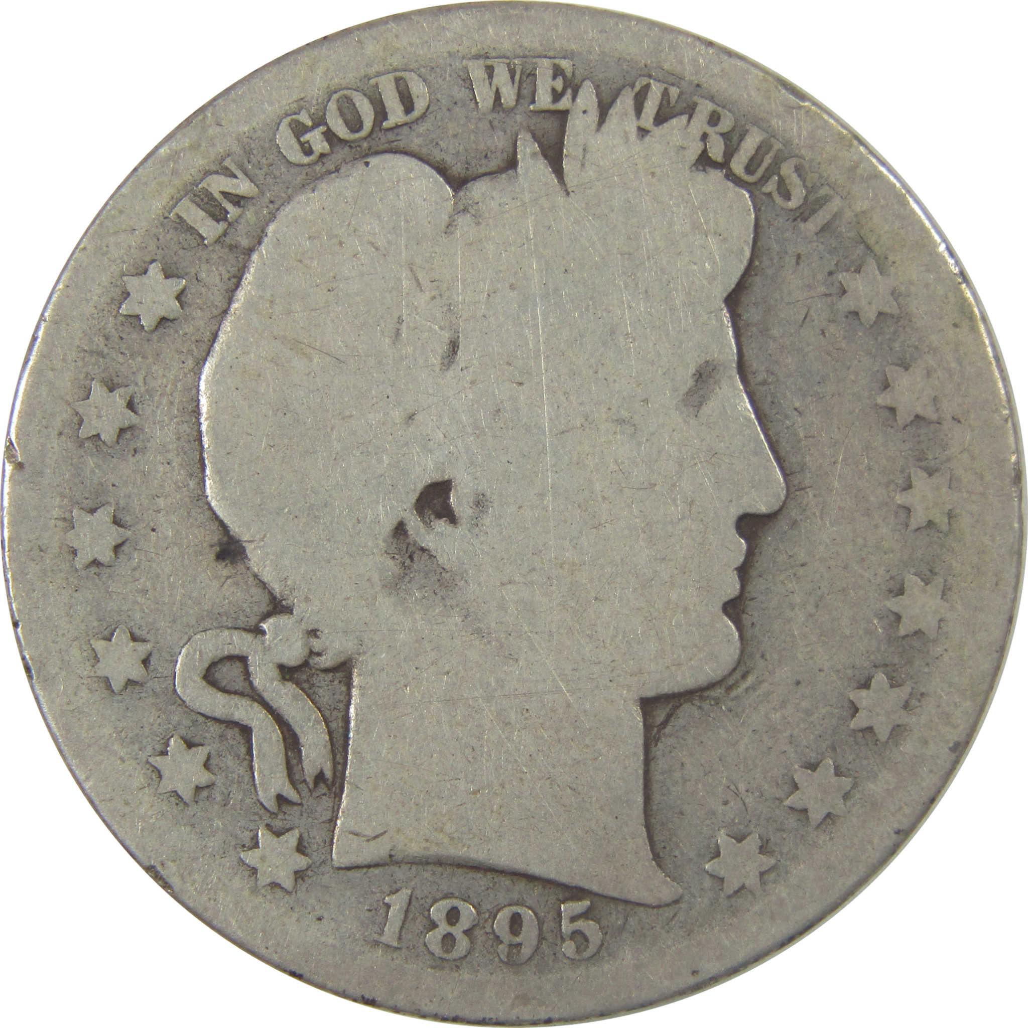 1895 S Barber Silver Half Dollar AG About Good 50c Coin SKU:I24581