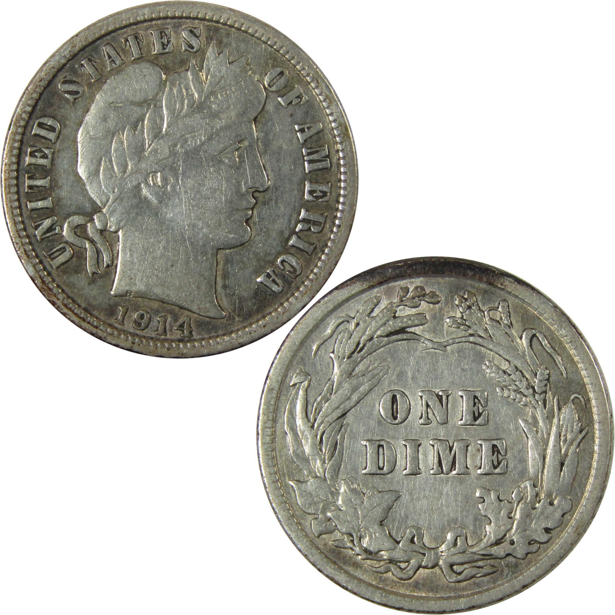 1914 Barber Silver Dime XF EF Extremely Fine Details SKU:CP976