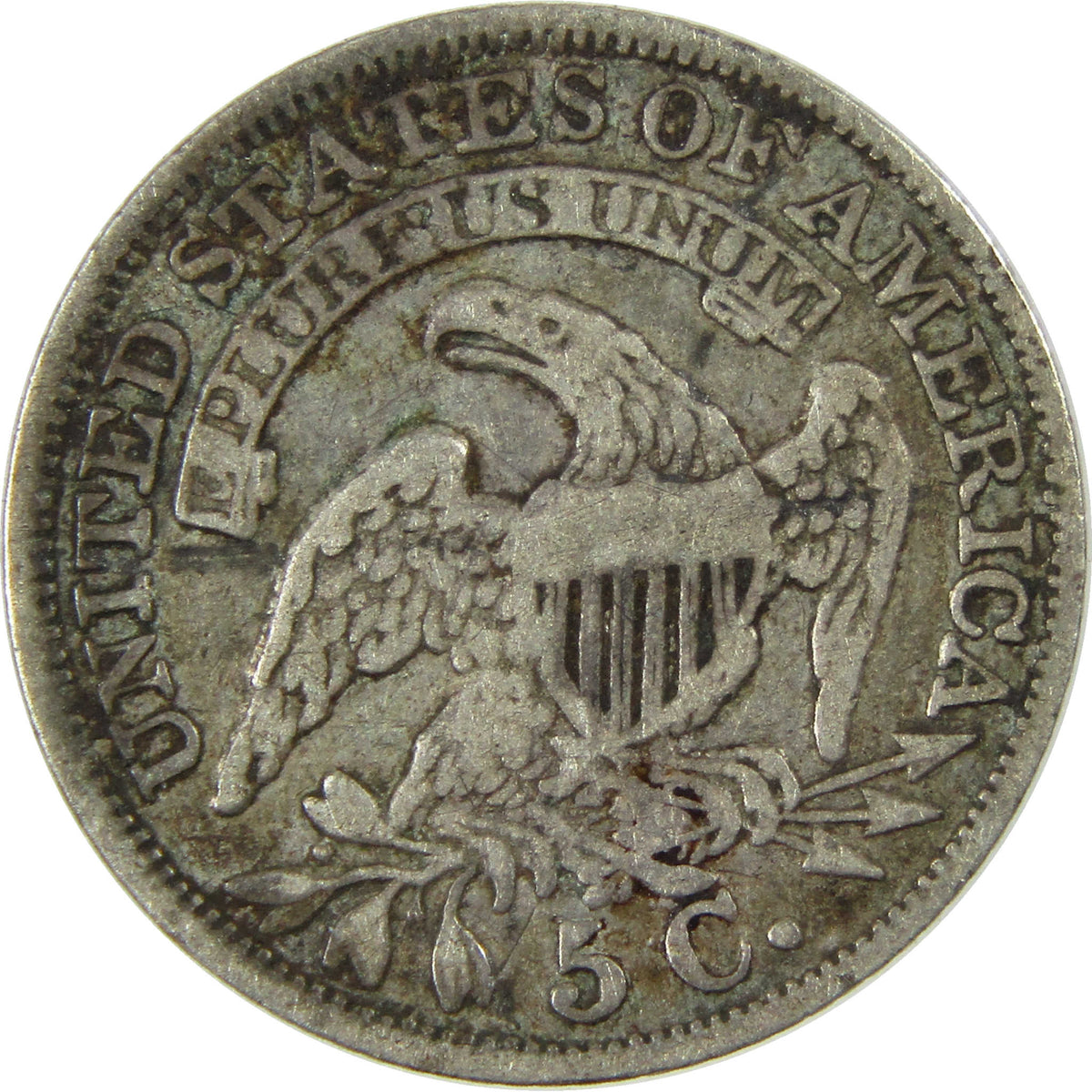 1832 Capped Bust Silver Half Dime F Fine 5c Coin Collectible
