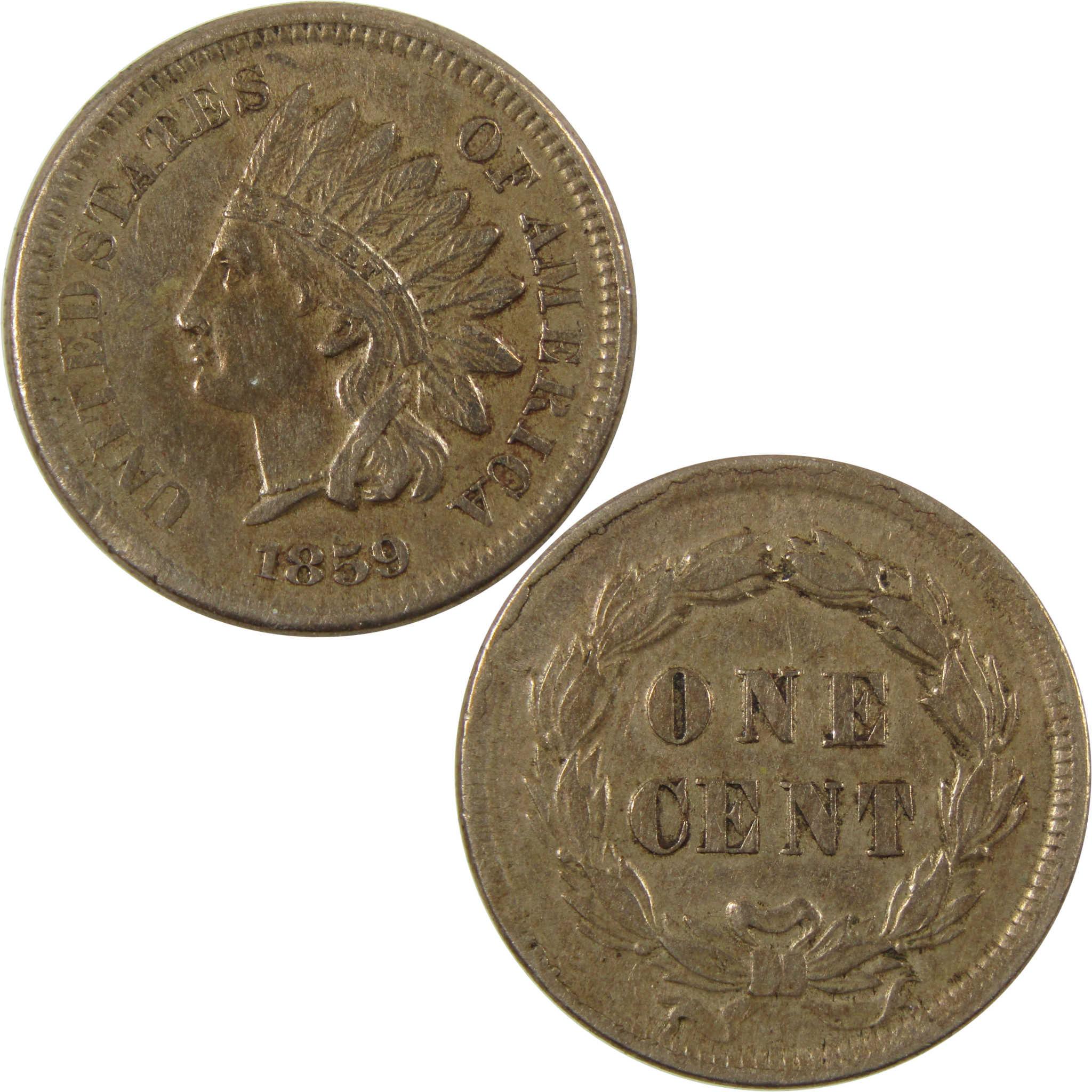 1859 Indian Head Cent XF EF Extremely Fine Details Penny SKU:CP1133
