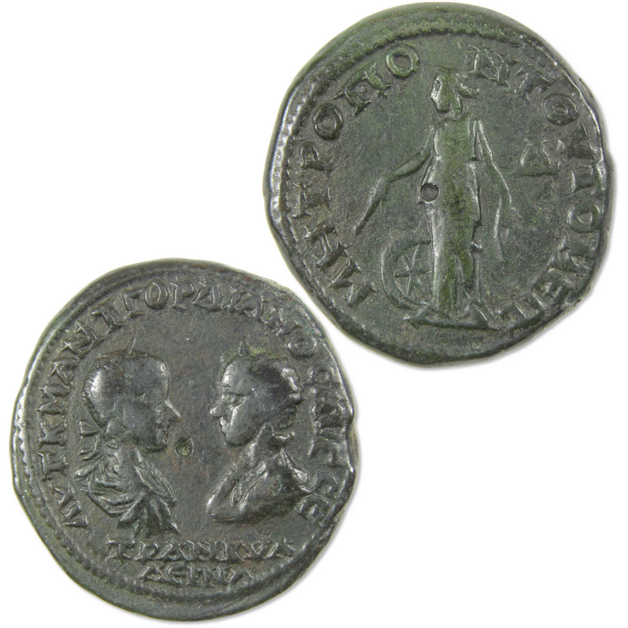 238-244 AD Gordian III & Tranquillina Bronze Coin VF Roman Provincial