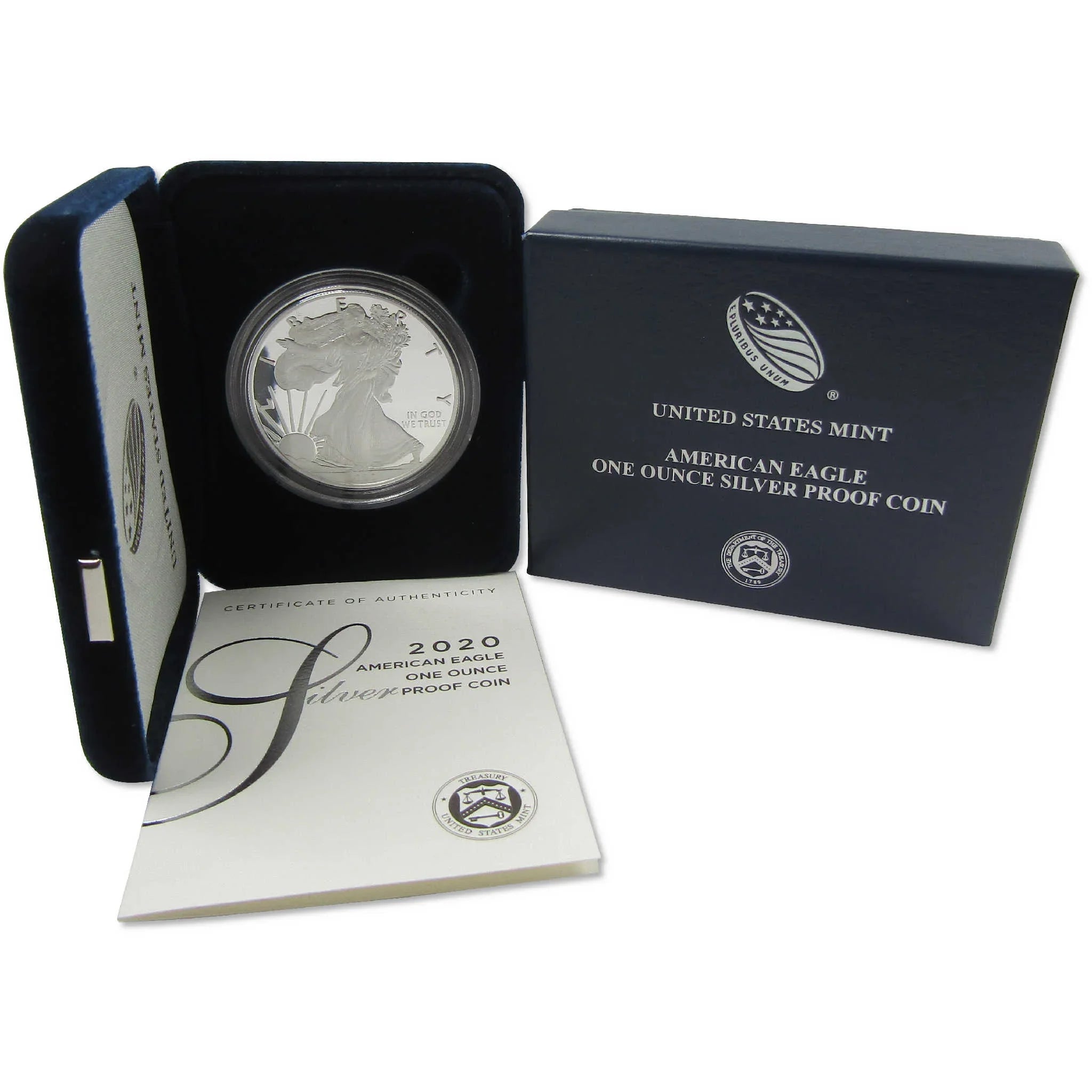 2020 W American Silver Eagle Choice Proof Bullion $1 Coin OGP COA