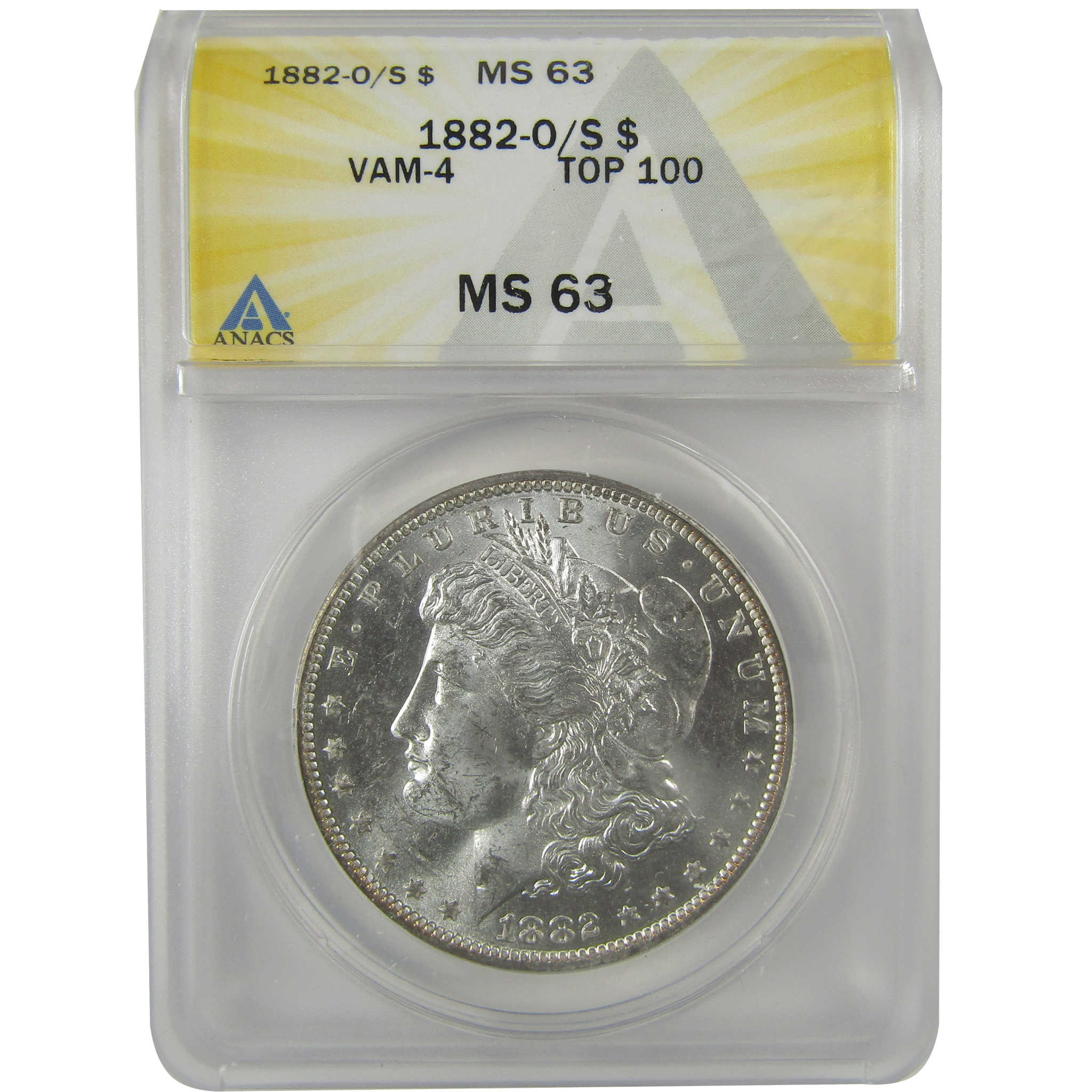 1882 O/S VAM-4 Recessed Top 100 Morgan Dollar MS 63 ANACS SKU:I21937 - Morgan coin - Morgan silver dollar - Morgan silver dollar for sale - Profile Coins & Collectibles