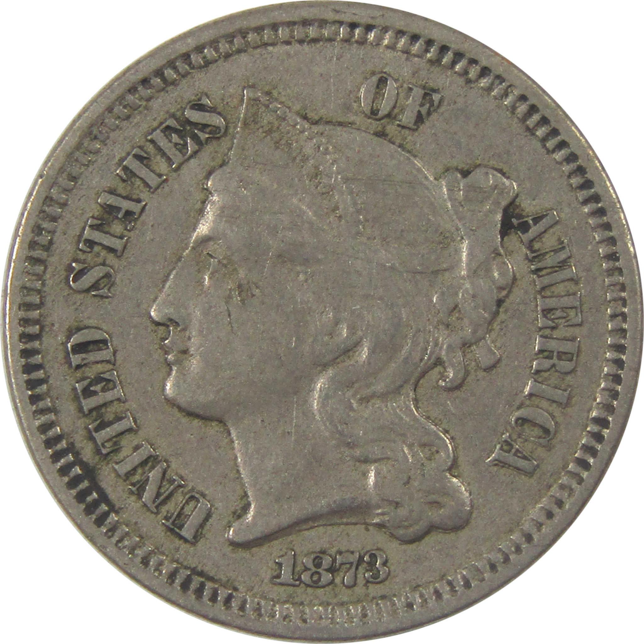 1873 Open 3 Nickel Three Cent Piece XF EF Extremely Fine SKU:I23935