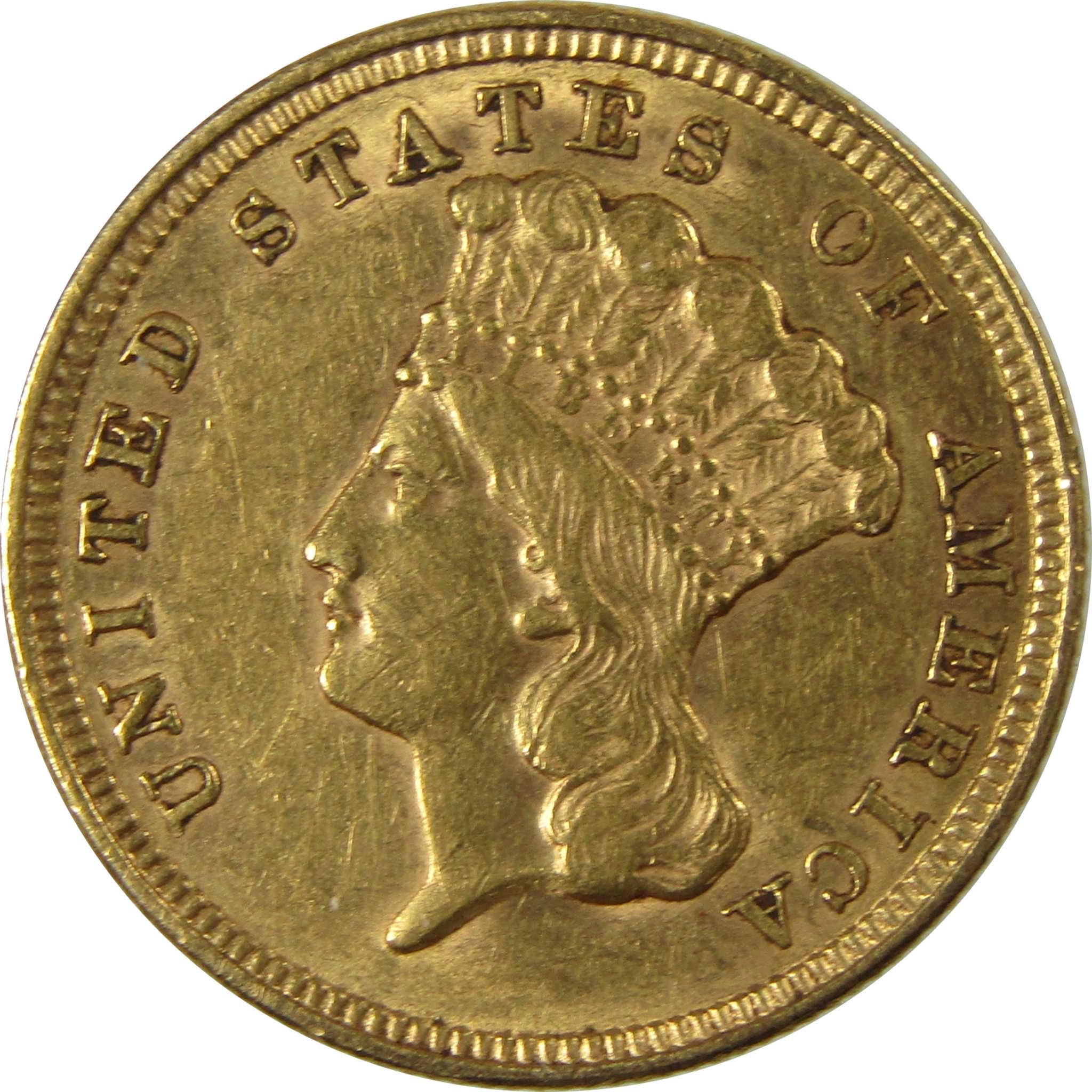 1854 Indian Princess Head Gold AU About Uncirculated $3 Coin SKU:CP331