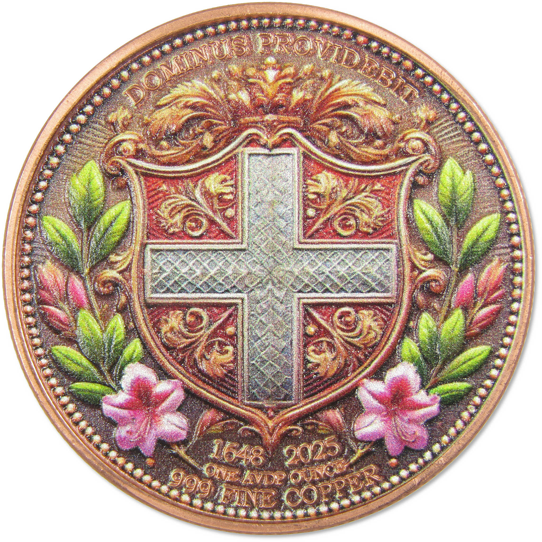 Swiss Helvetia Suntenbit 1 oz .999 Colorized Copper Round SKU:OPC219