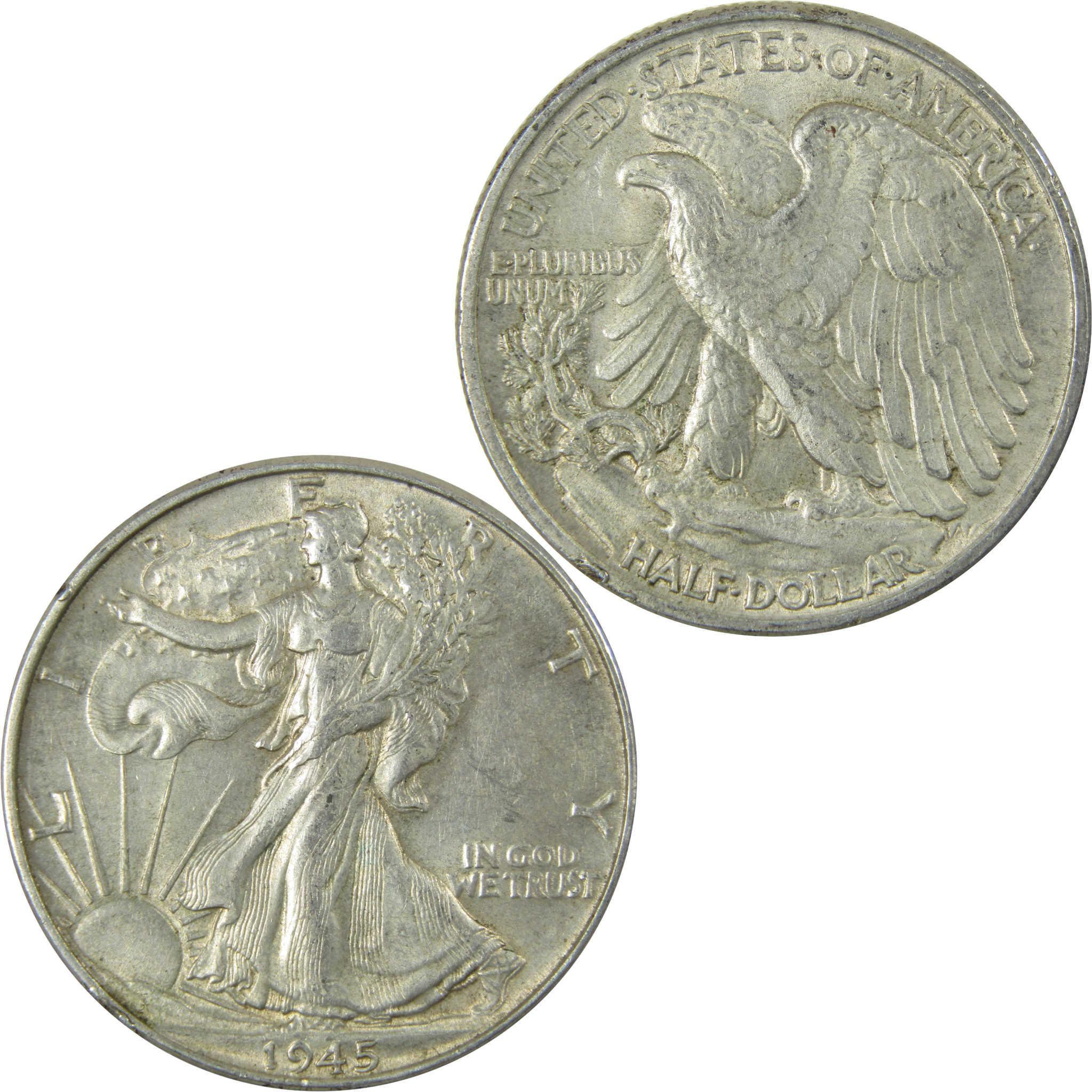 1945 Liberty Walking Silver 50cAU About Uncirculated SKU:CP539