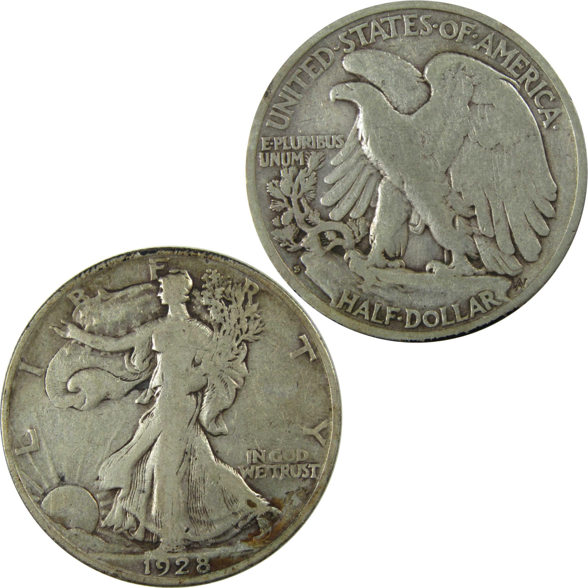 1928 S Liberty Walking Silver 50c VG Very Good 50c Coin SKU:I25931