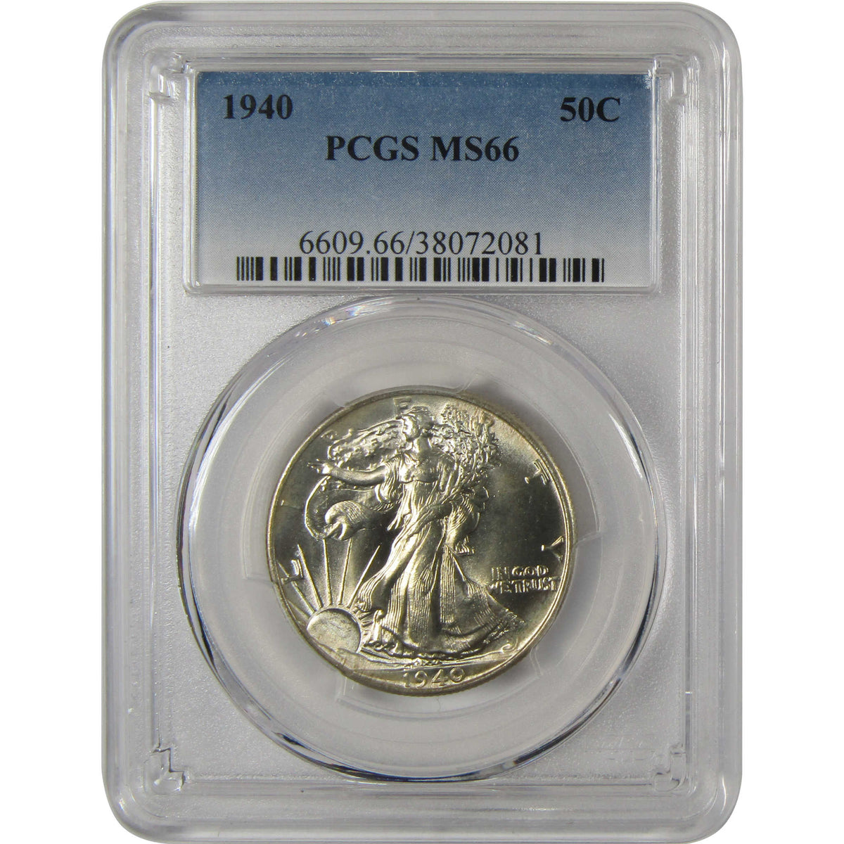 1940 Liberty Walking Silver Half Dollar MS 66 PCGS 50c Coin