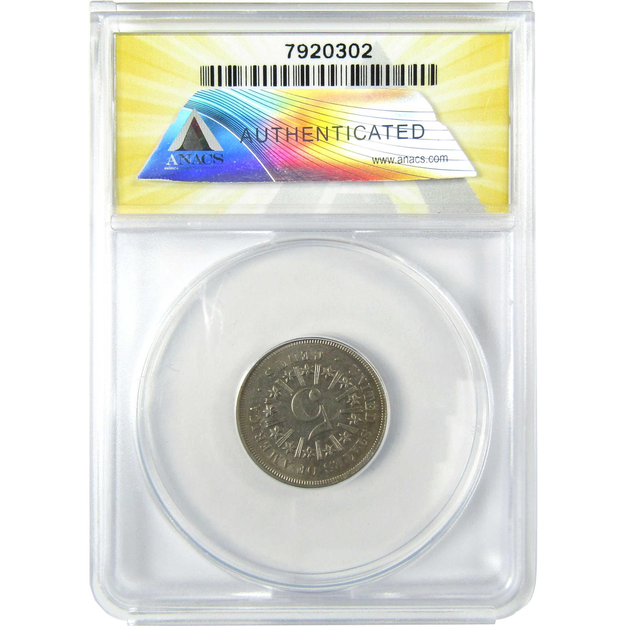 1866 Shield Nickel AU 58 ANACS Struck Through Grease Error SKU:CP197