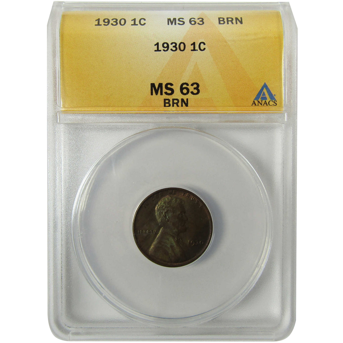 1930 Lincoln Wheat Cent MS 63 BN ANACS Uncirculated Penny SKU:I28444