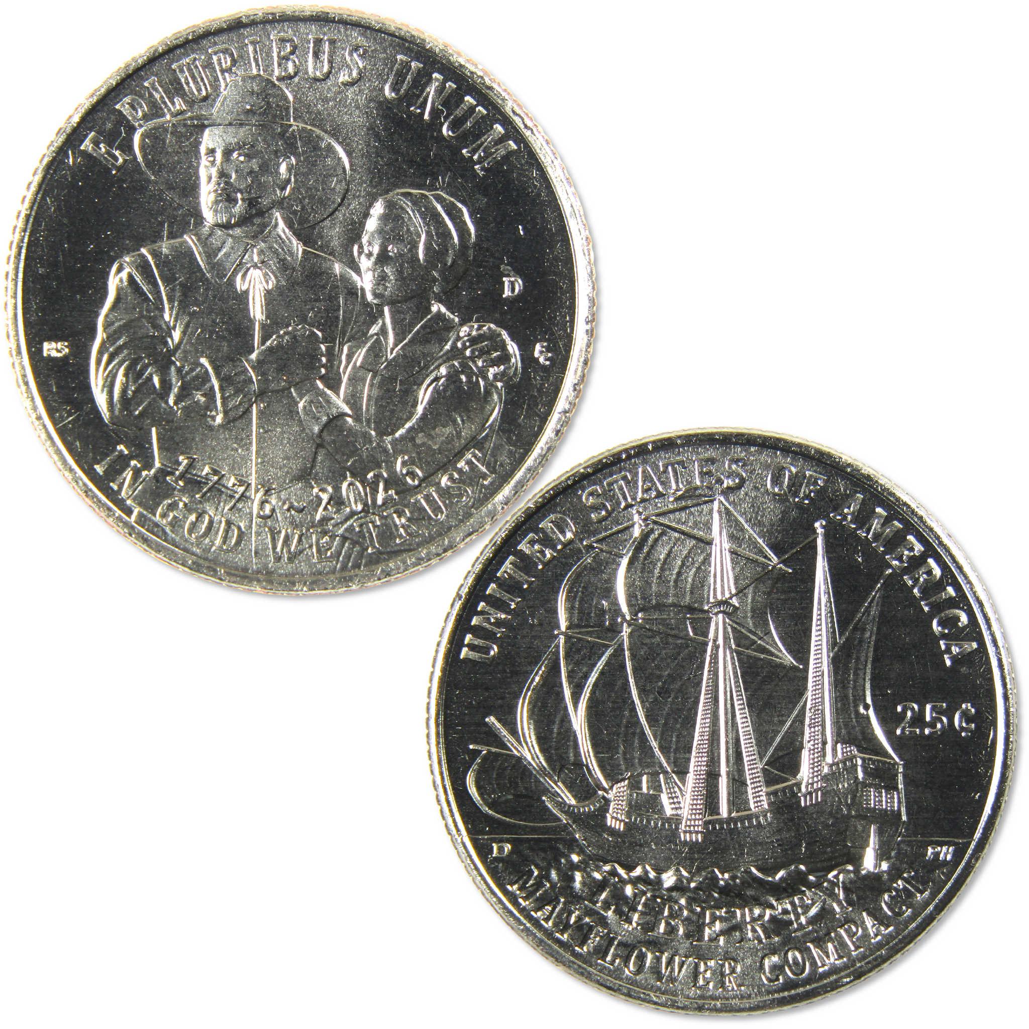 2026 D Mayflower Compact Semiquincentennial Clad Quarter Uncirculated