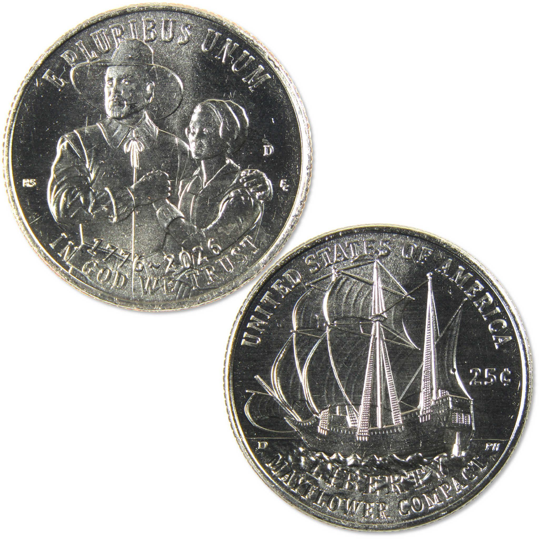 2026 D Mayflower Compact Semiquincentennial Clad Quarter Uncirculated