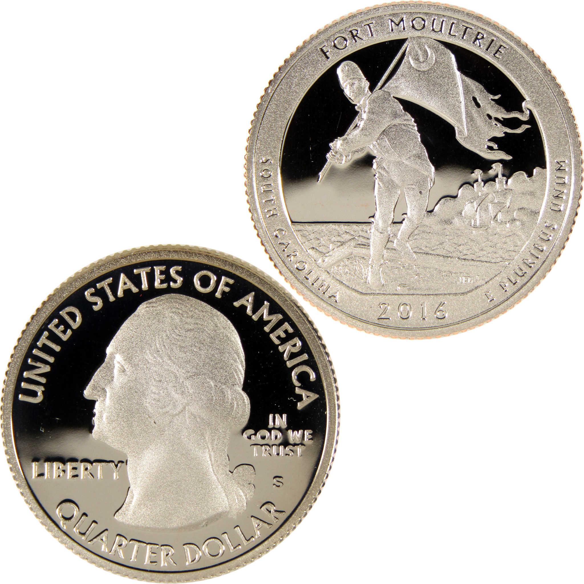 2016 Fort Moultrie South Carolina quarter dollar collectible coin, both sides shown