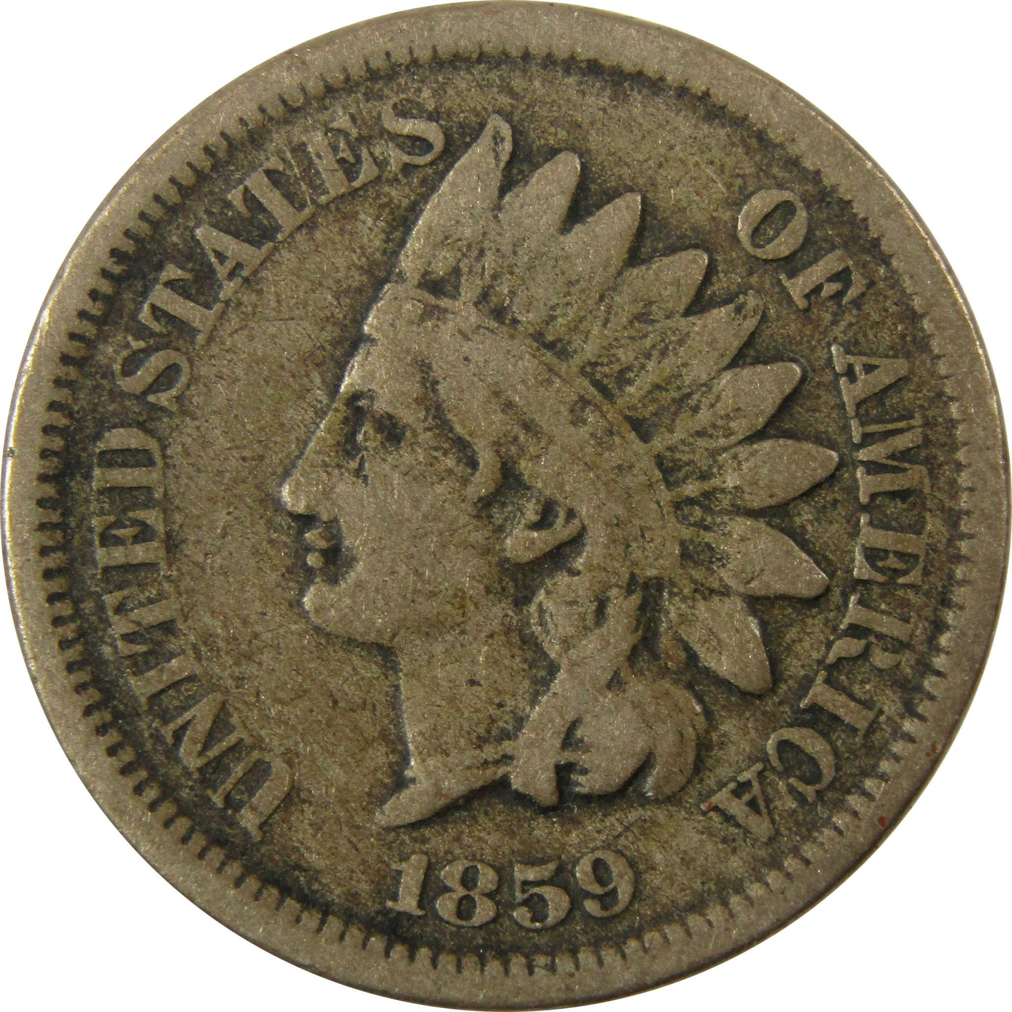 1859 Indian Head Cent VG Very Good Penny 1c Coin SKU:CP1262