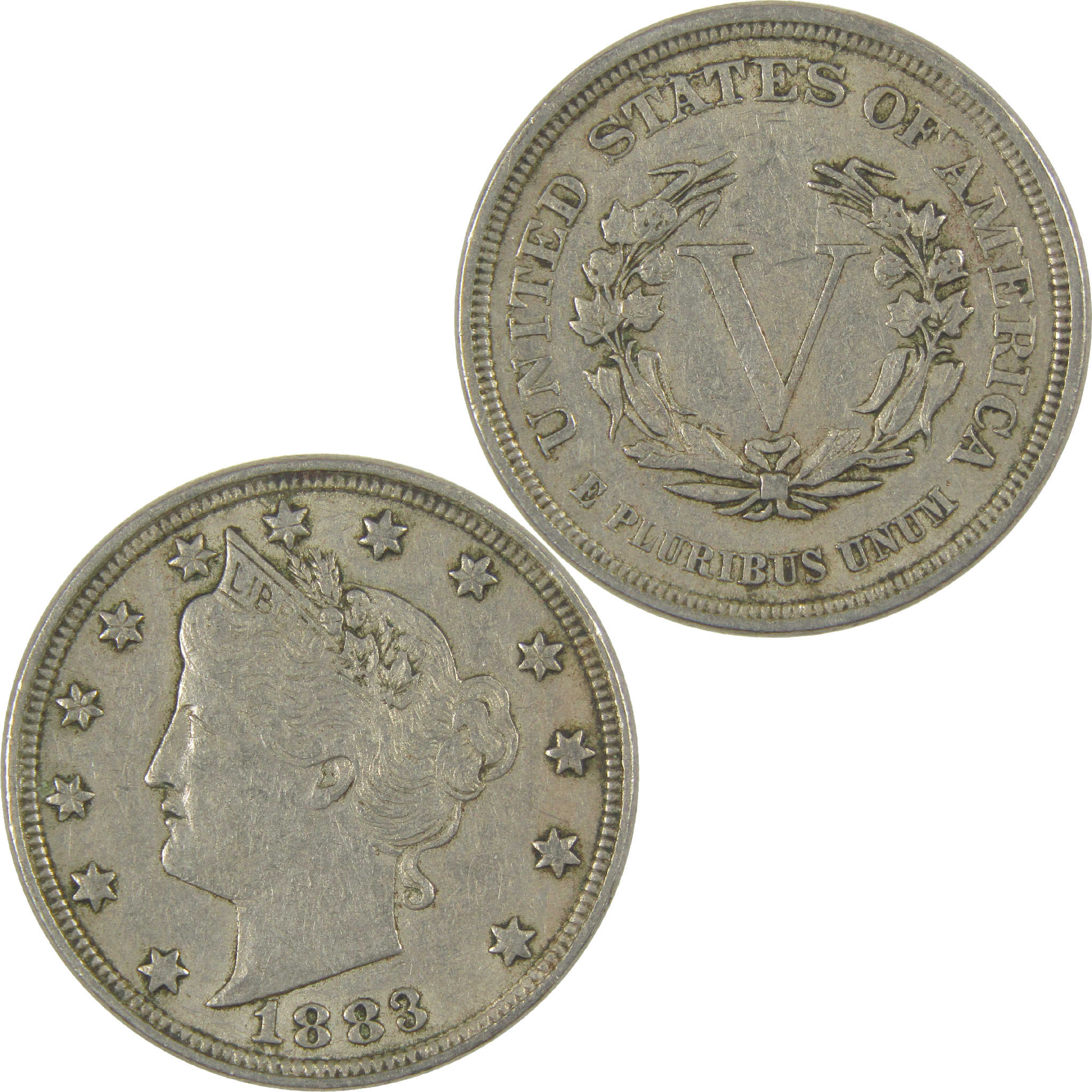 1883 No Cents Liberty Head V Nickel XF EF Extremely Fine 5c Coin