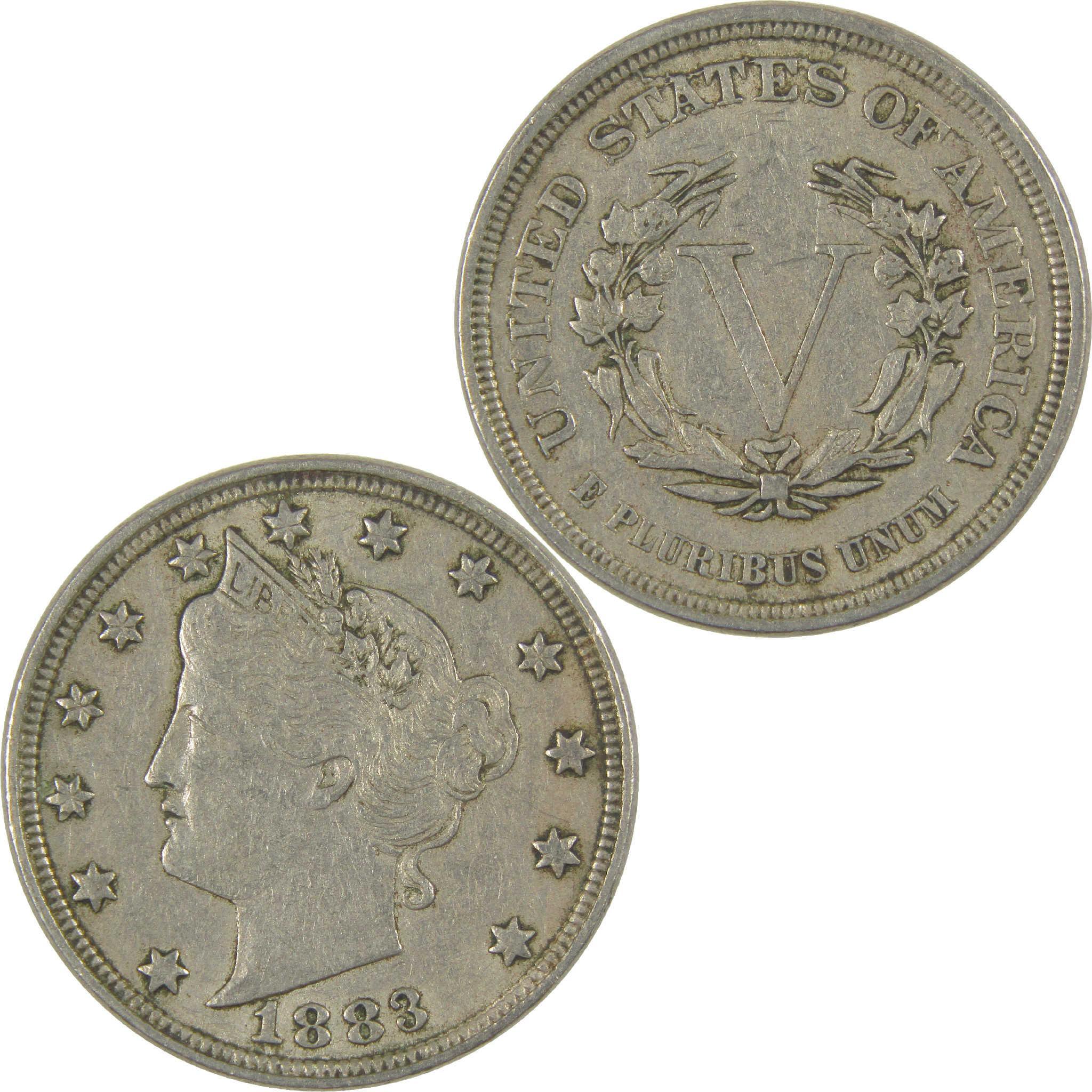 1883 No Cents Liberty Head V Nickel XF EF Extremely Fine 5c Coin