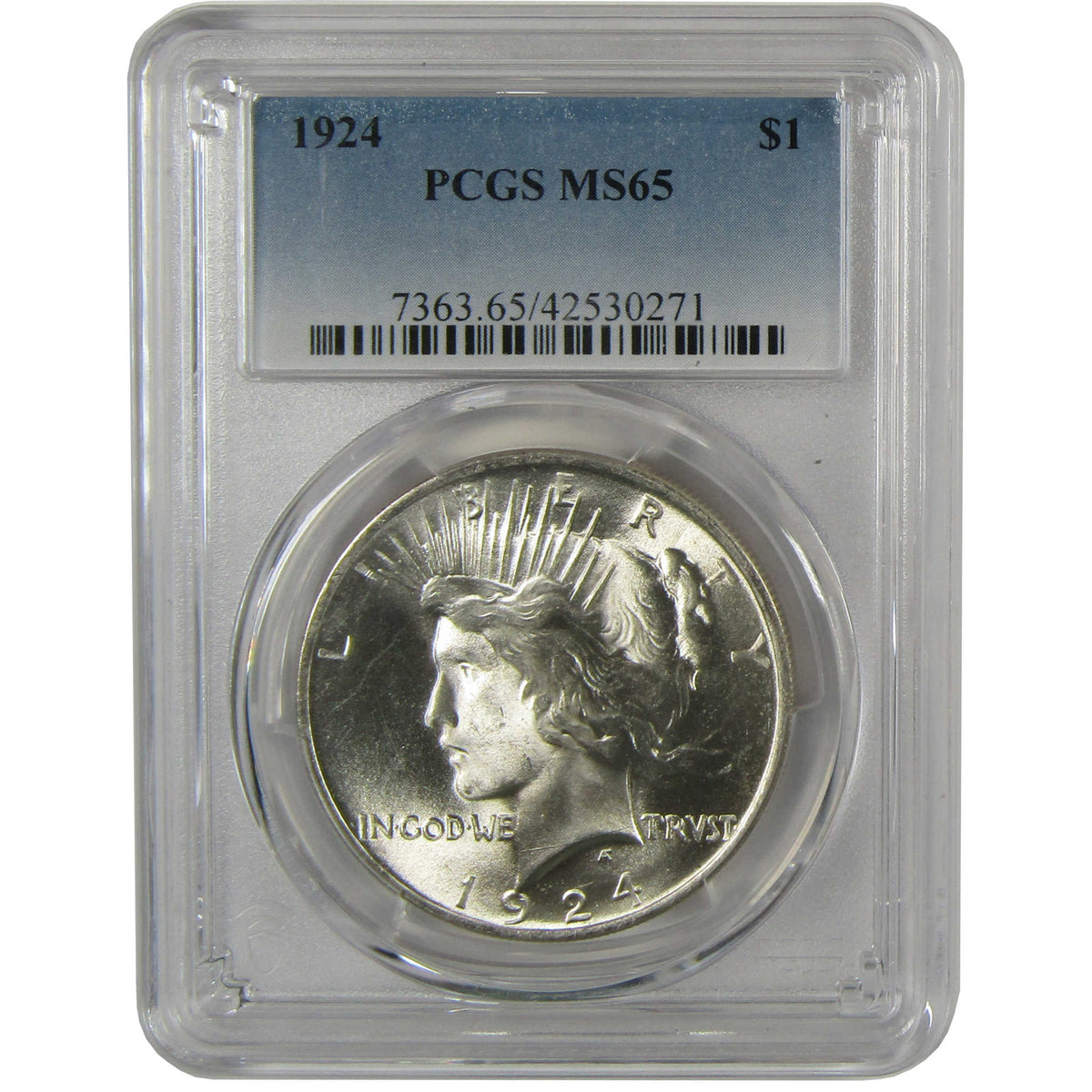 1924 Peace Silver Dollar MS 65 PCGS Uncirculated $1 Coin Collectible