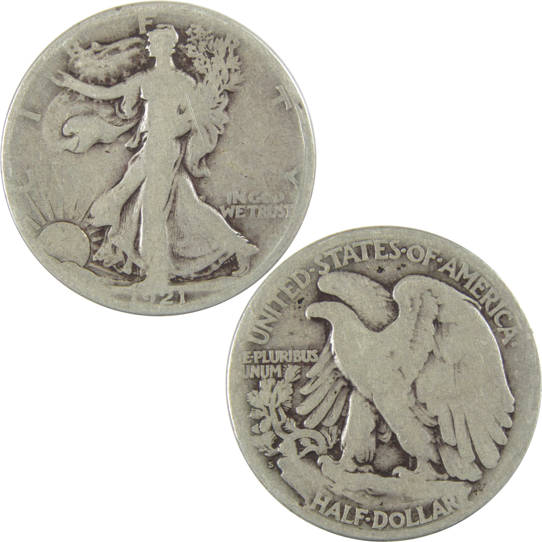 1921 S Liberty Walking Half Dollar G Good Silver 50c Coin SKU:CPC0705