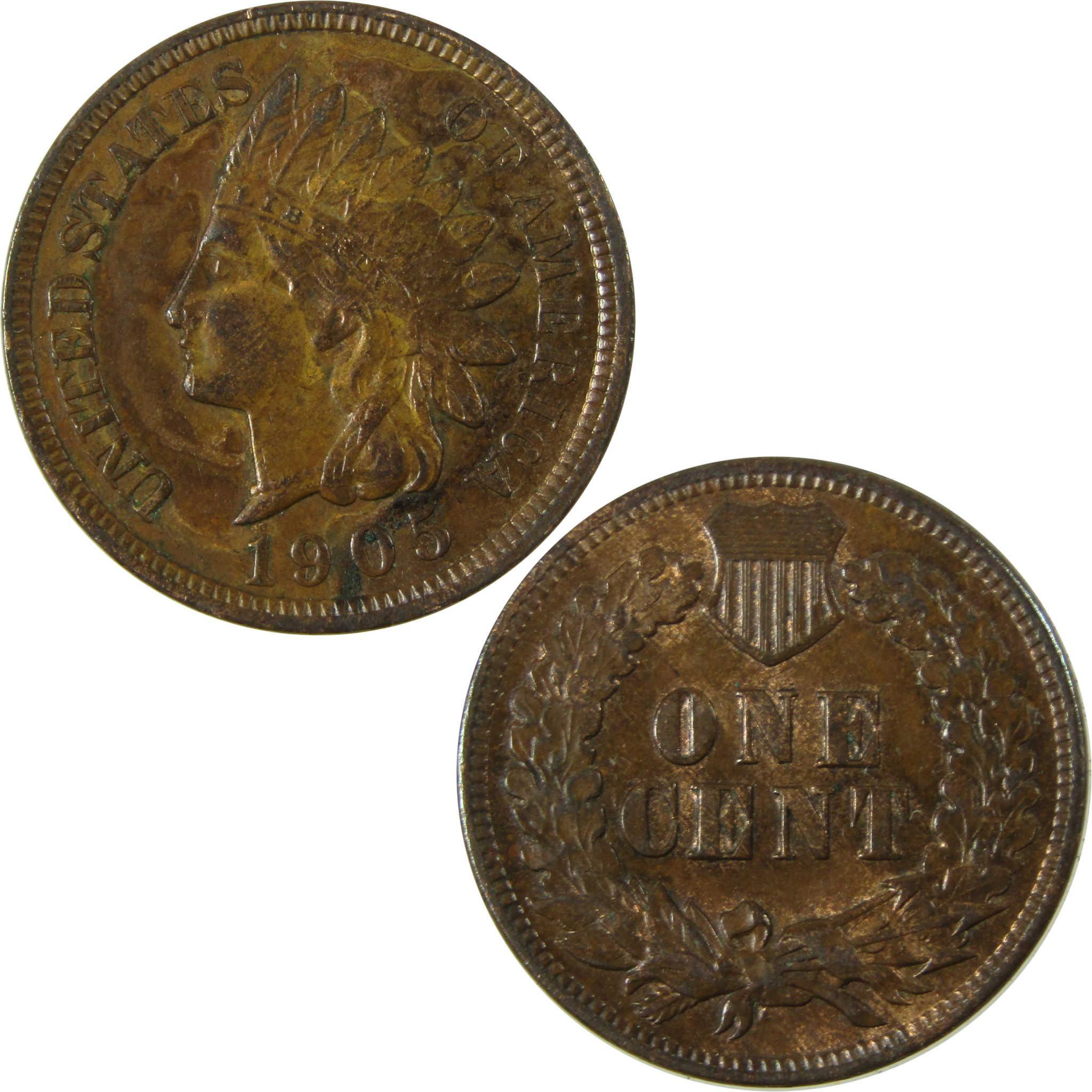 1905 Indian Head Cent AU About Uncirculated Penny 1c Coin SKU:I26644