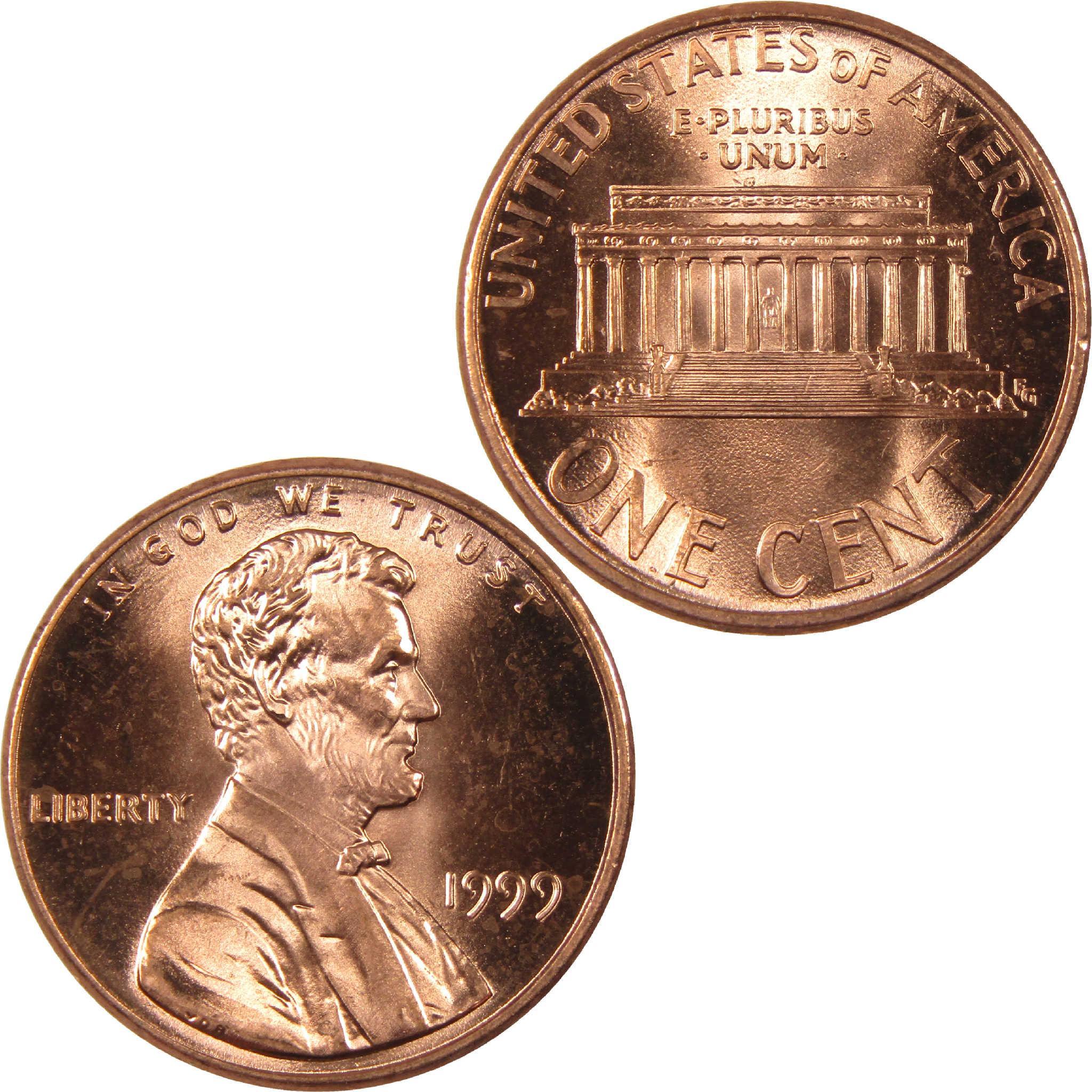 1999 Lincoln penny collectible coin obverse and reverse sides, United States one cent