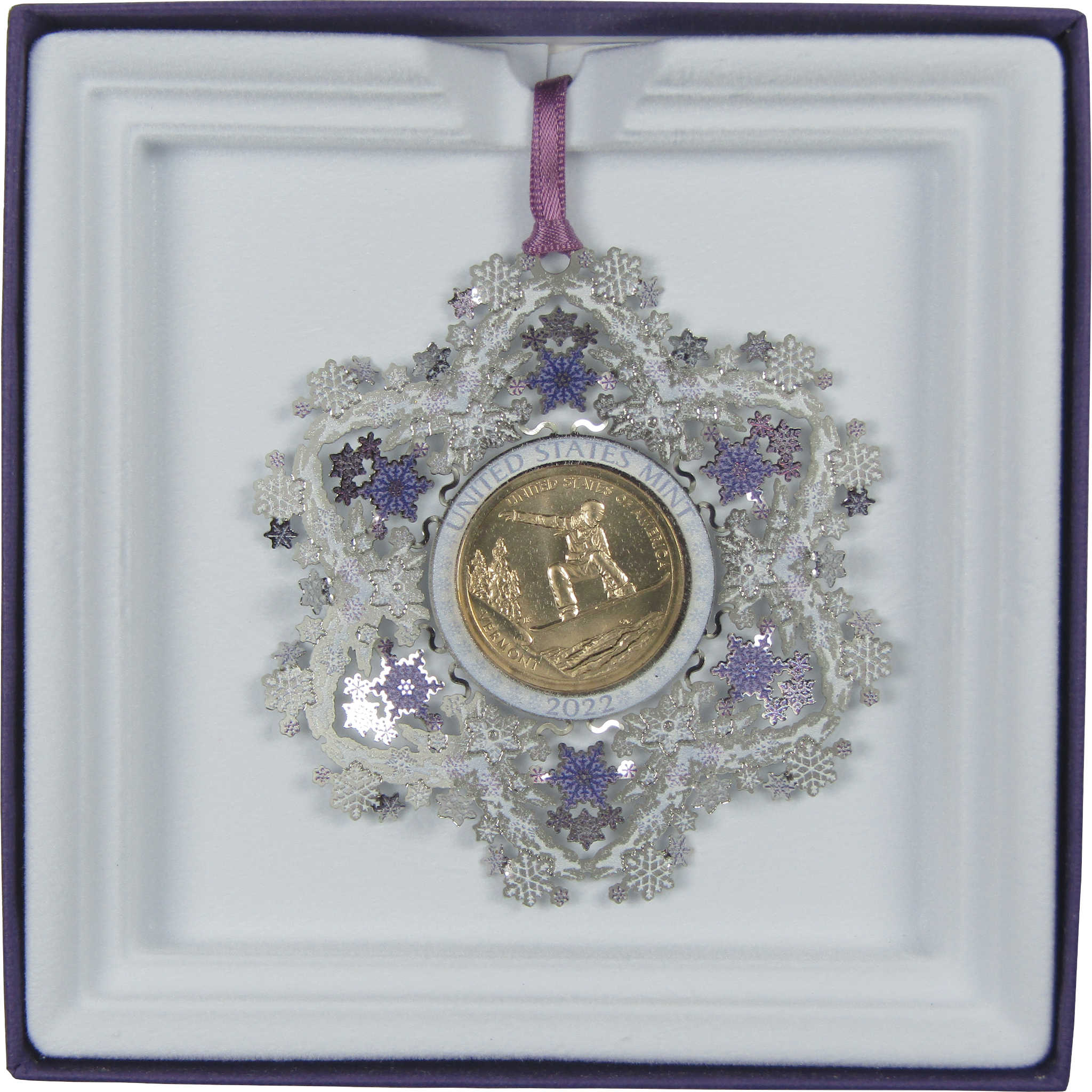 2022 Vermont Snowboarding American Innovation $1 Coin Holiday Ornament