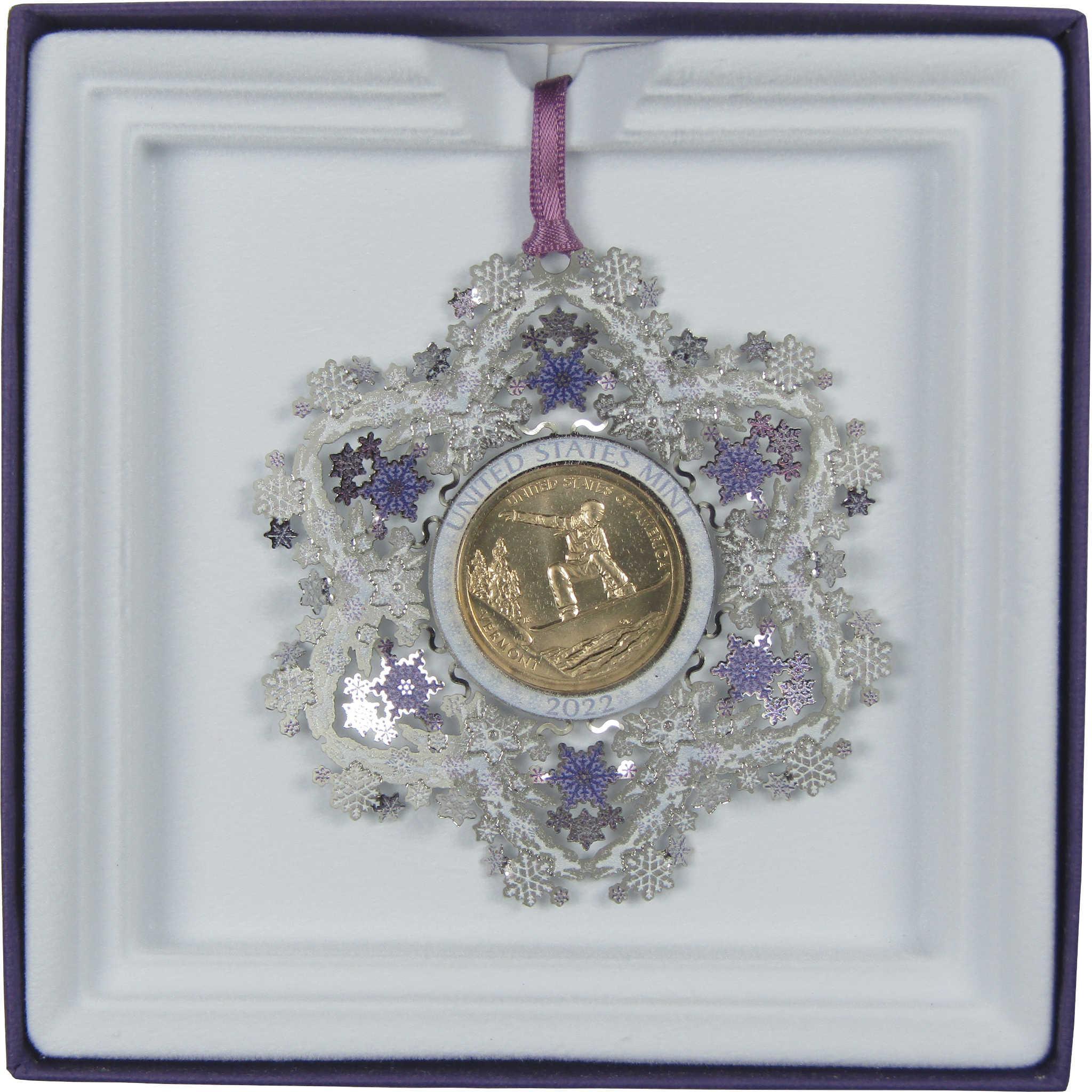 2022 Vermont Snowboarding American Innovation $1 Coin Holiday Ornament