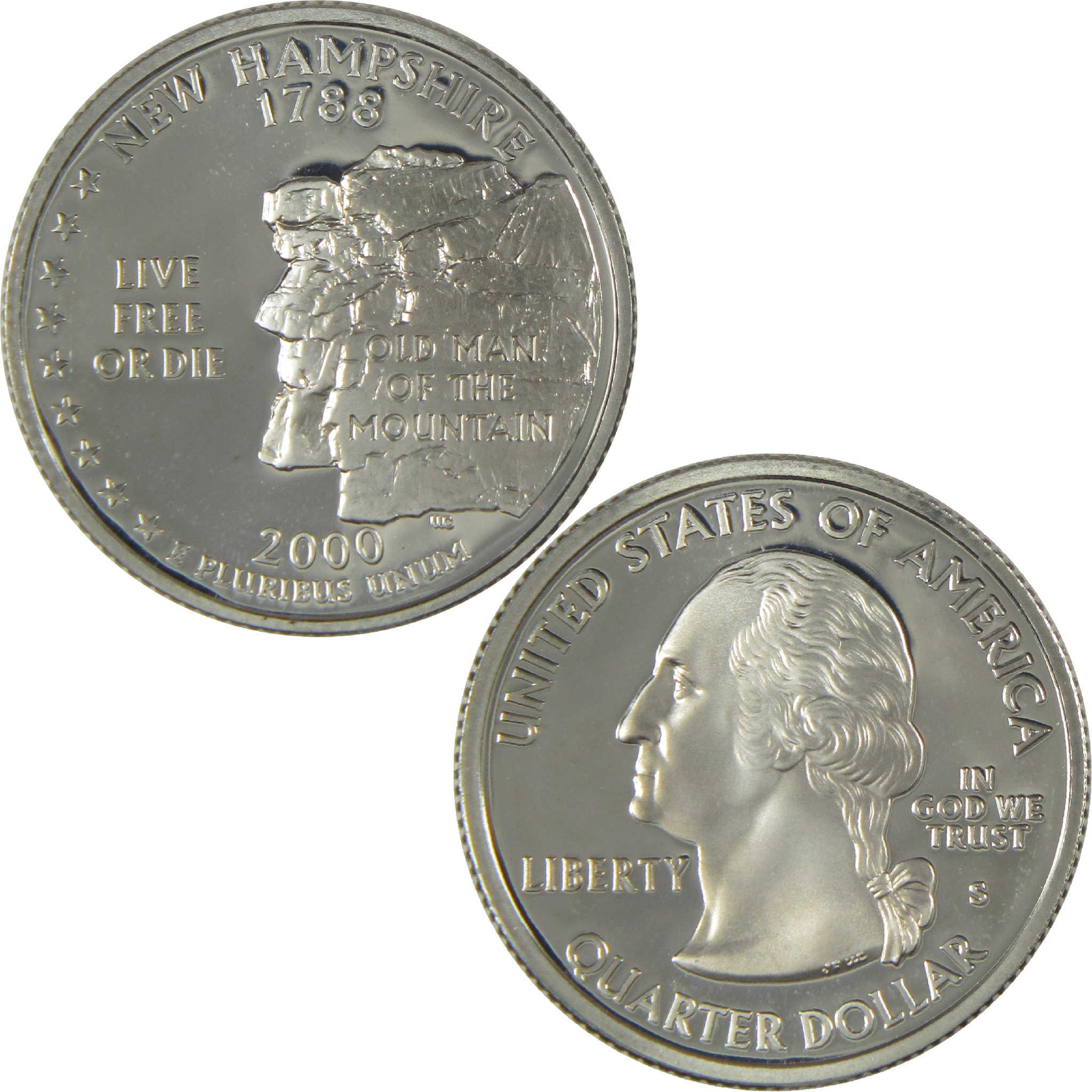 2000 S New Hampshire State Quarter Choice Proof Silver 25c Coin