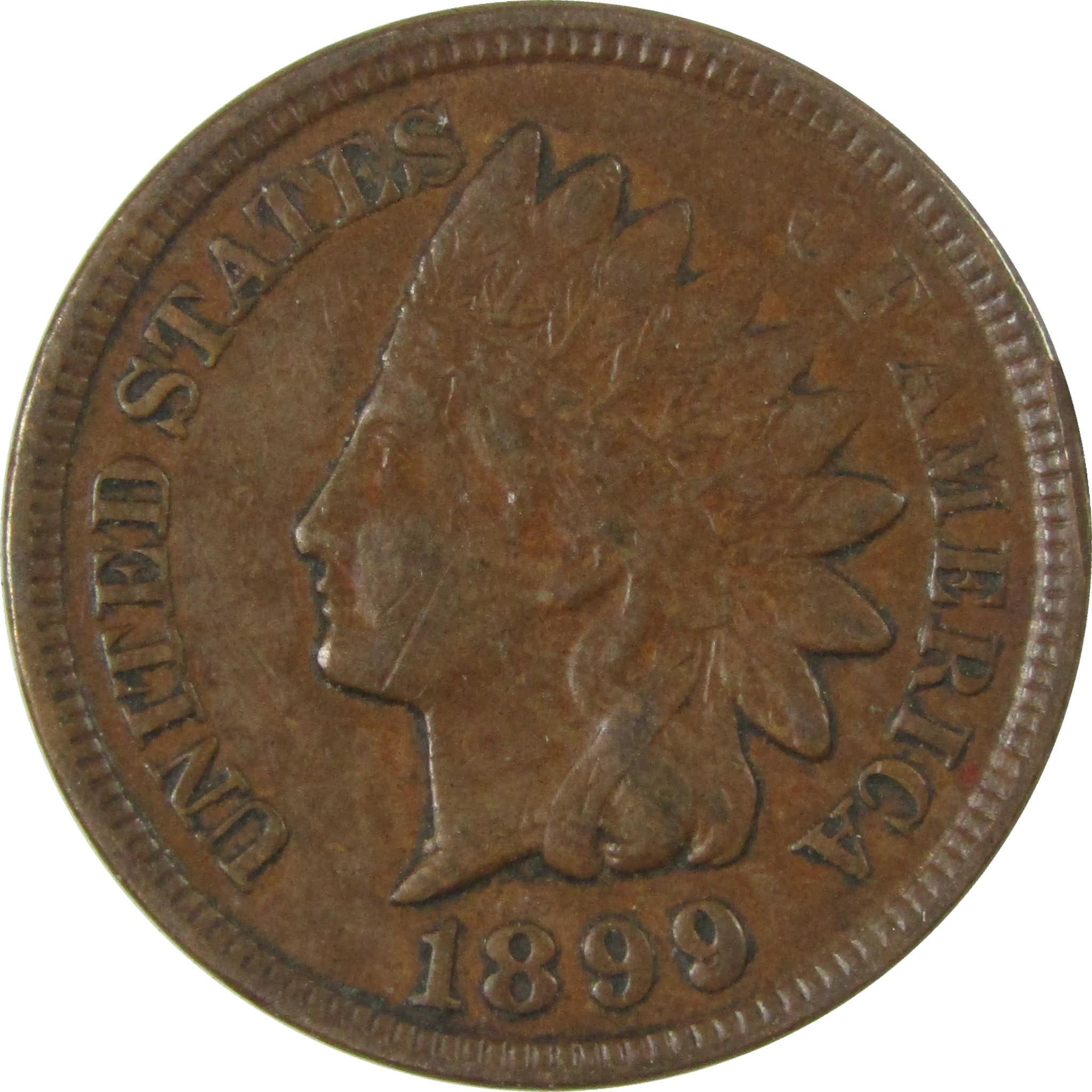1899 Indian Head Cent VF Very Fine Penny 1c Coin SKU:I26987