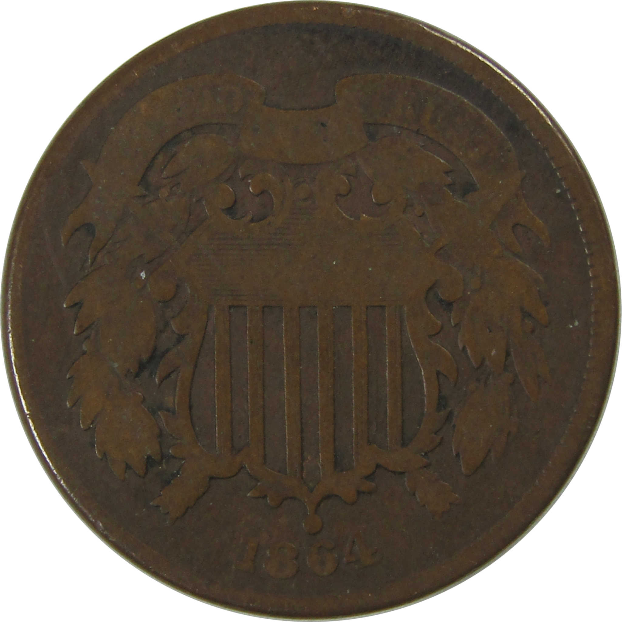 1864 Large Motto Two Cent Piece G Good 2c Coin SKU:CPC0745