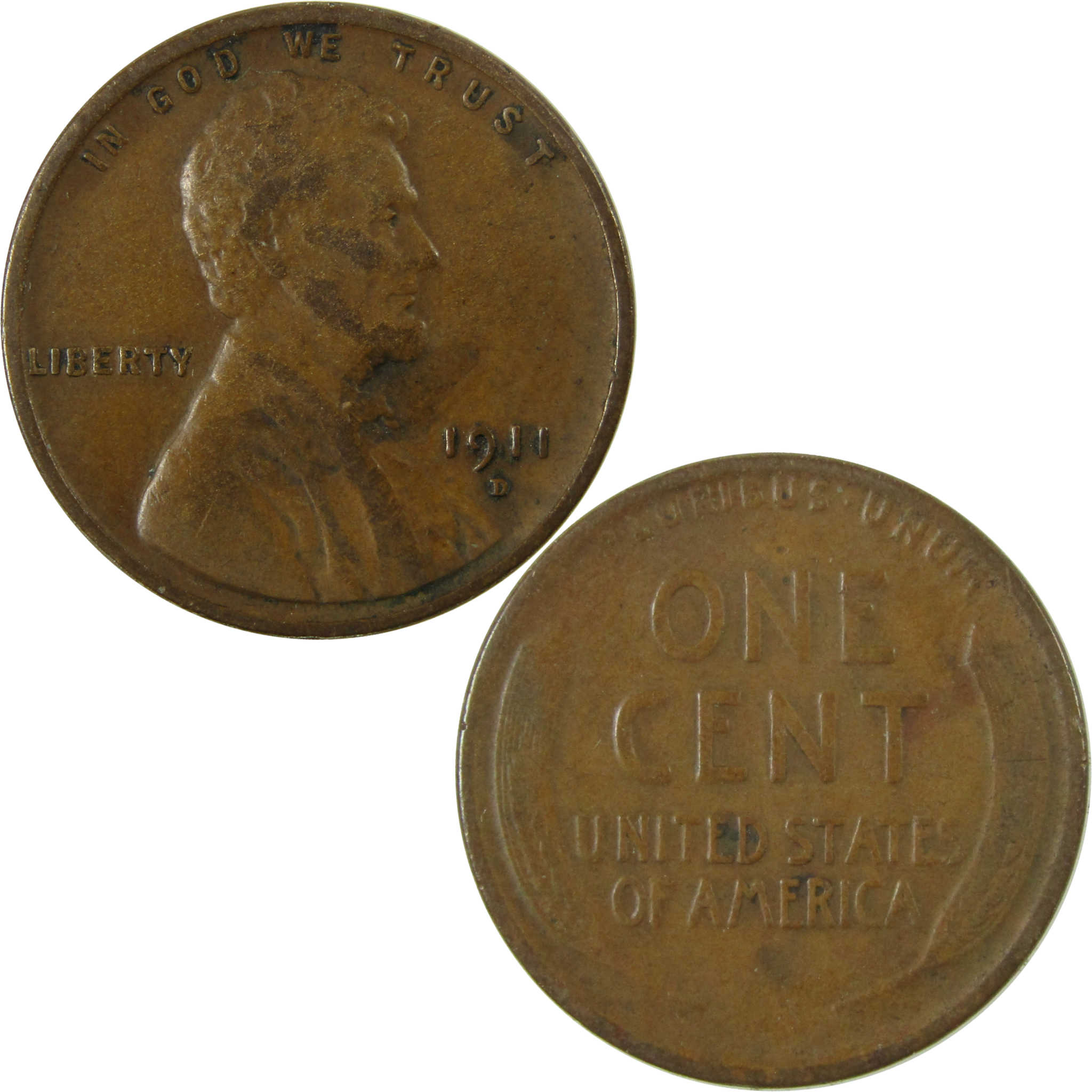 1911 D Lincoln Wheat Cent F Fine Penny 1c Coin Collectible SKU:I28117