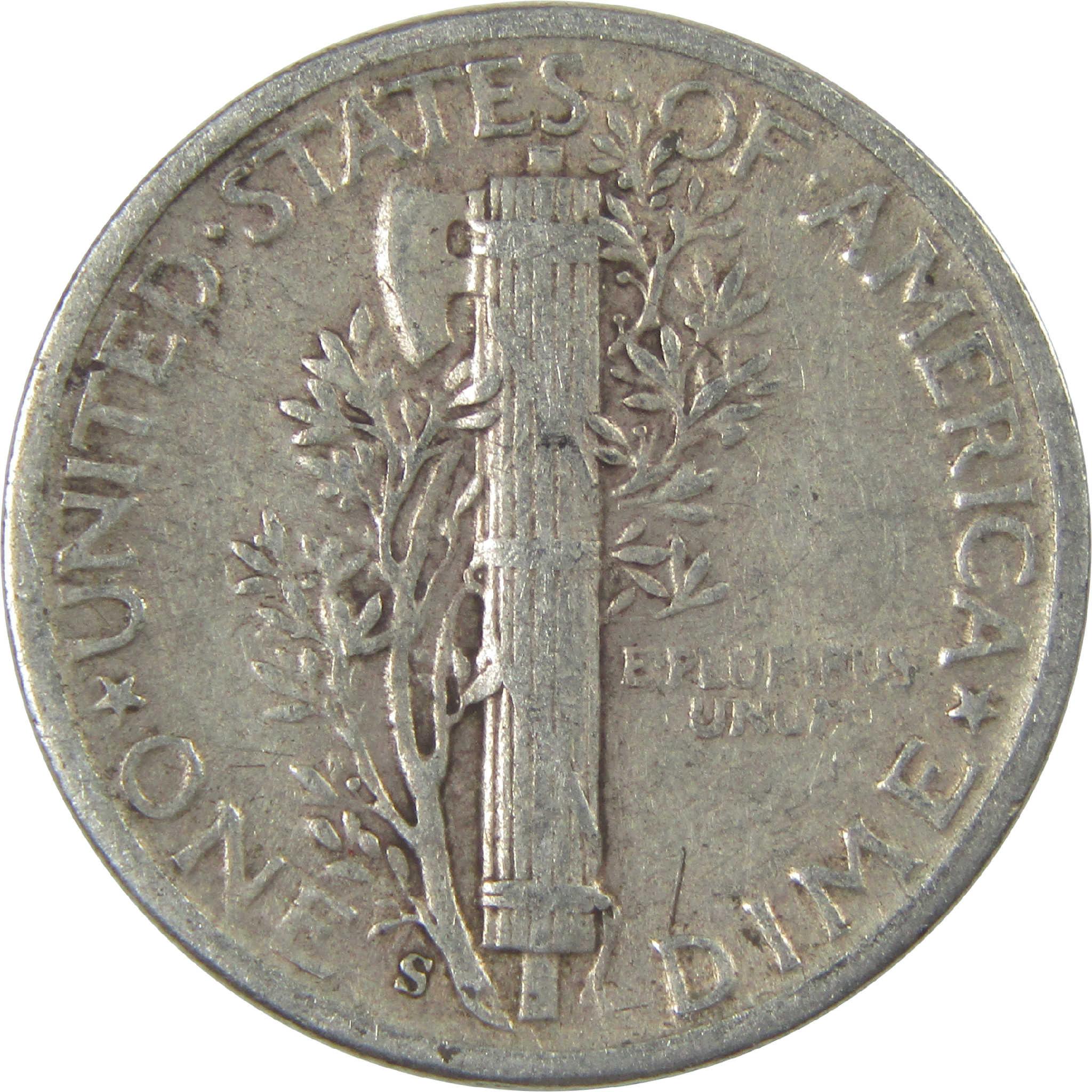 1944 S Mercury Dime Circulated Silver 10c Coin Collectible