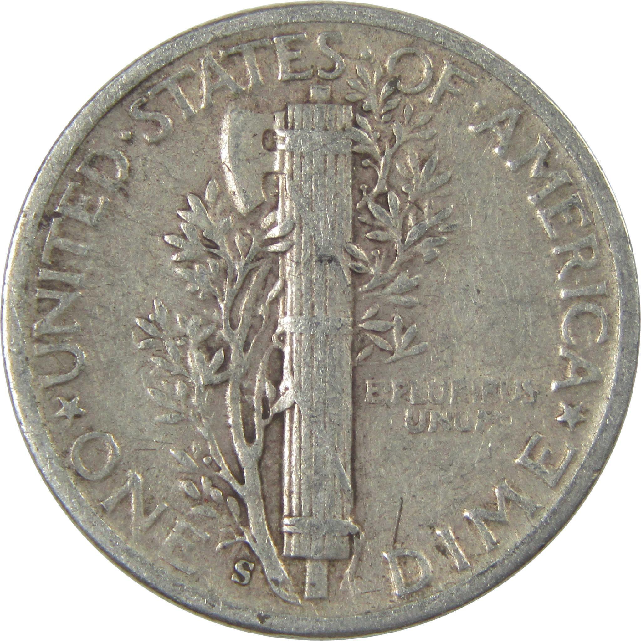 1944 S Mercury Dime Circulated Silver 10c Coin Collectible