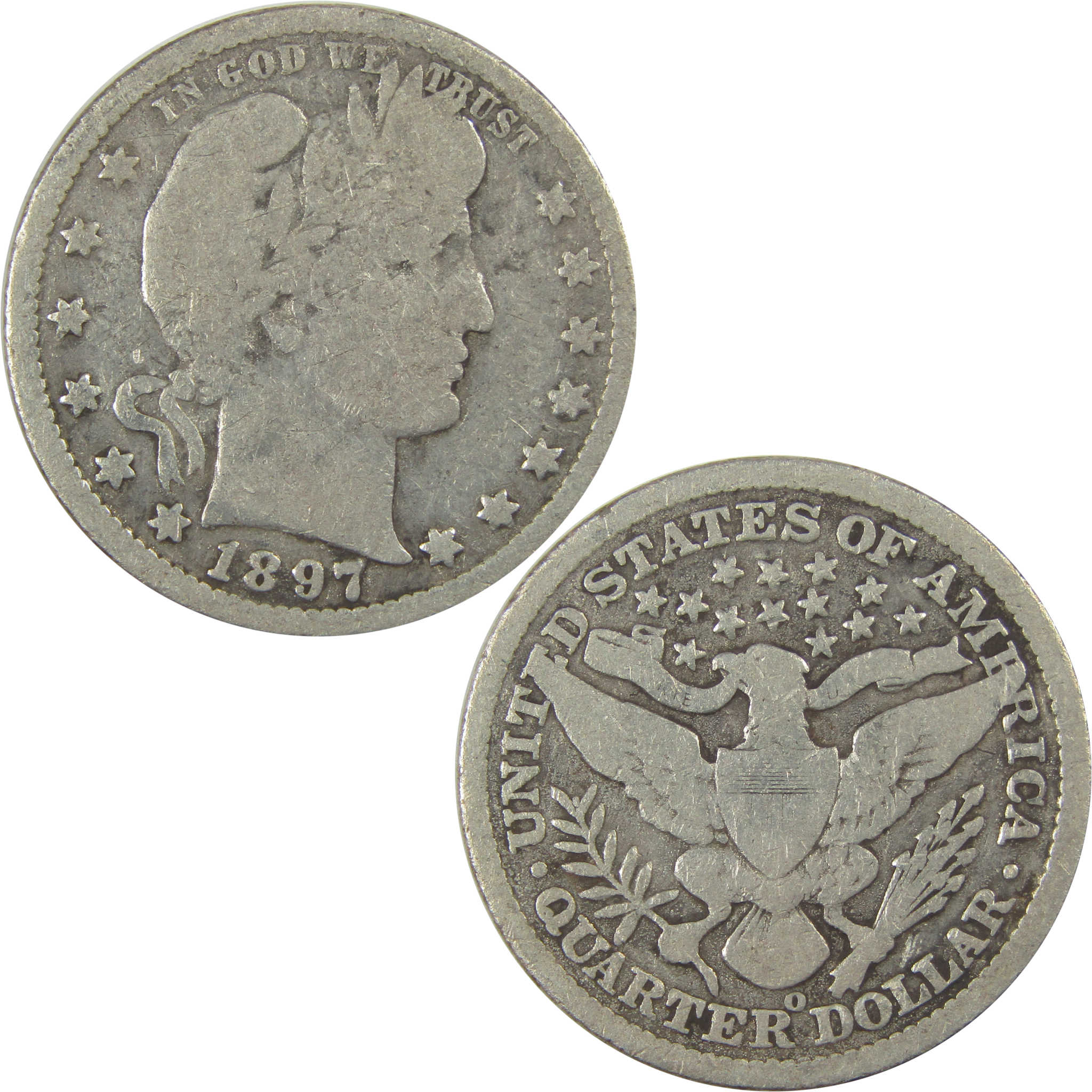 1897 O Barber Quarter G Good Details Silver 25c Coin SKU:I21793