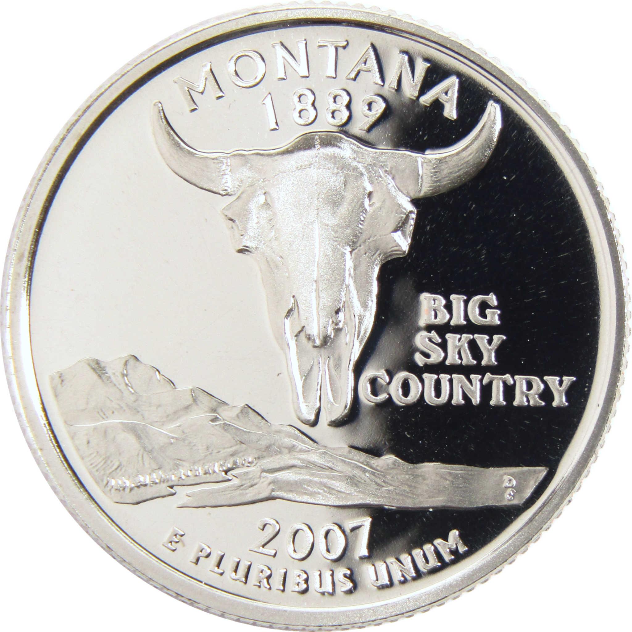 Montana state quarter 2007 collectible coin with bison skull and mountain design