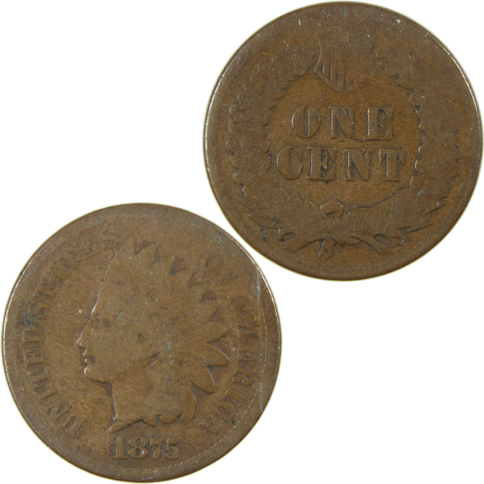 1875 Indian Head Cent G Good Details Penny 1c Coin SKU:I27507