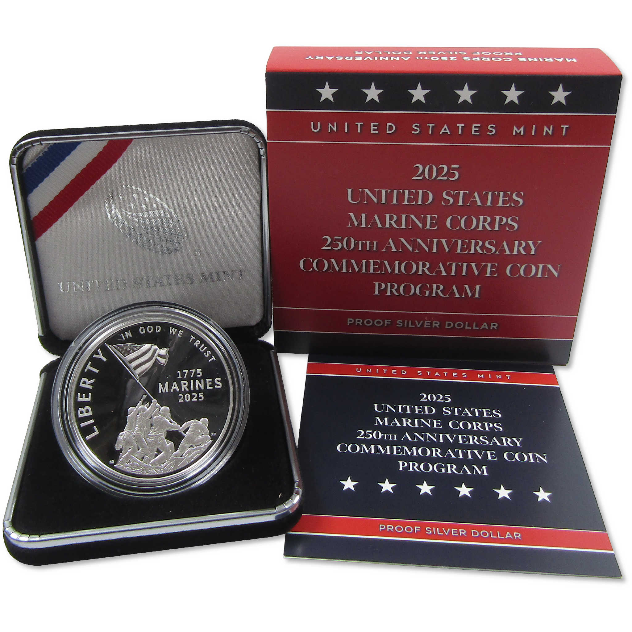 Marine Corps 250th Anniversary Dollar 2025 P Proof .999 Silver OGP COA