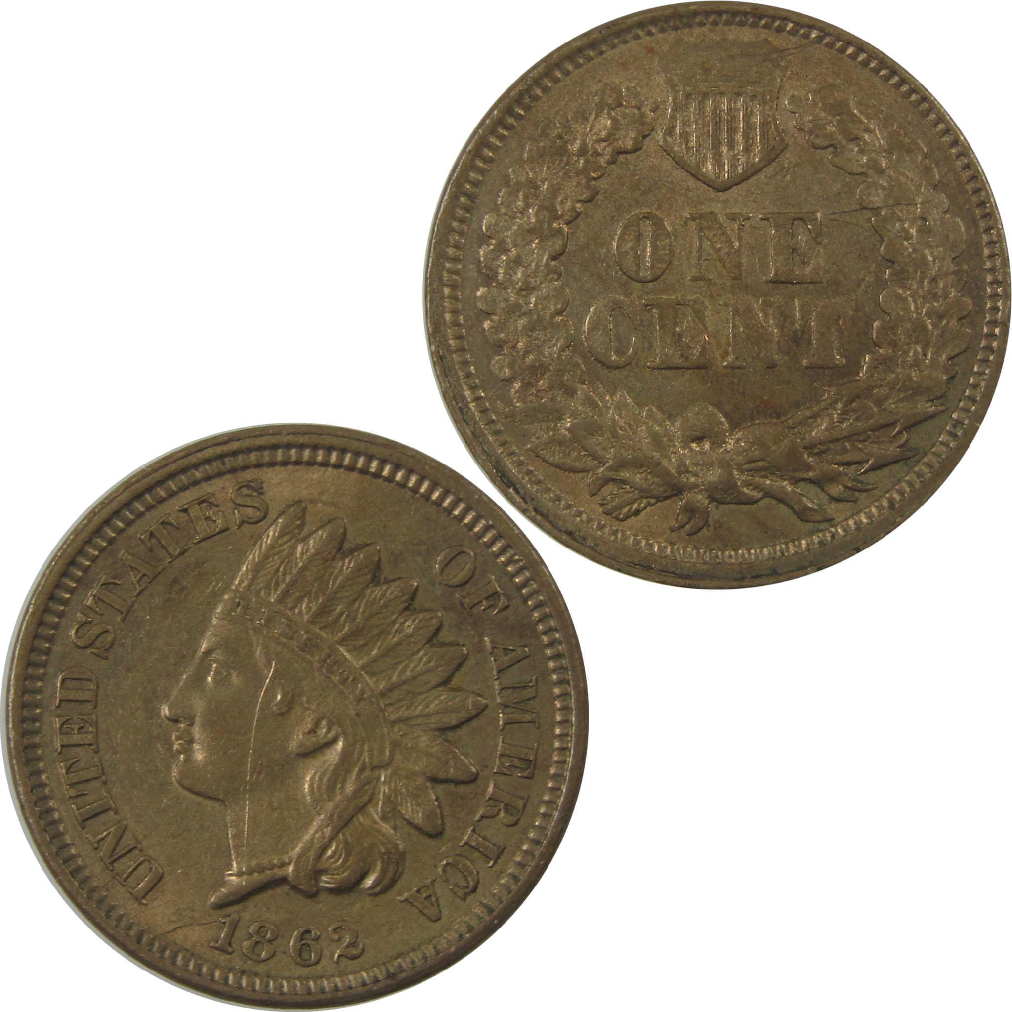 1862 Indian Head Cent CH AU Choice About Uncirculated Penny SKU:I24563