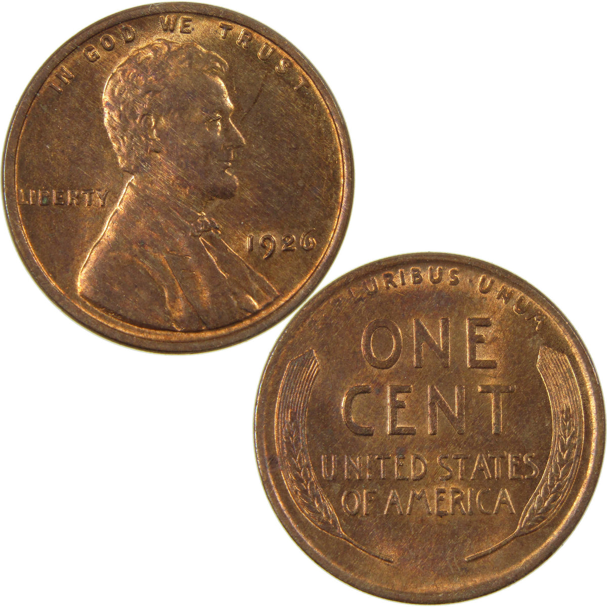 1926 Lincoln Wheat Cent Uncirculated Penny 1c Coin SKU:I28258