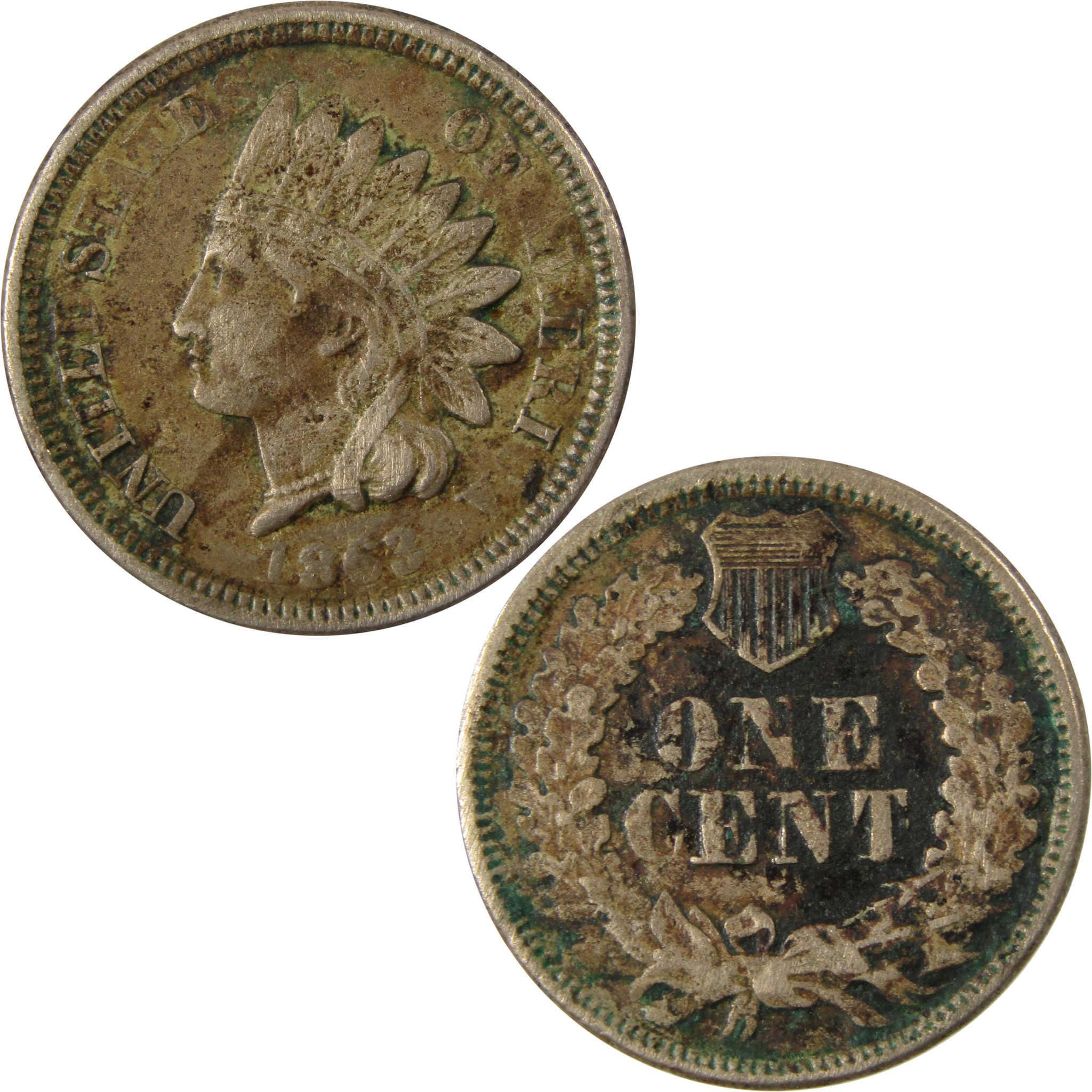 1863 Indian Head Cent VF Very Fine Details Penny 1c Coin SKU:CP1181