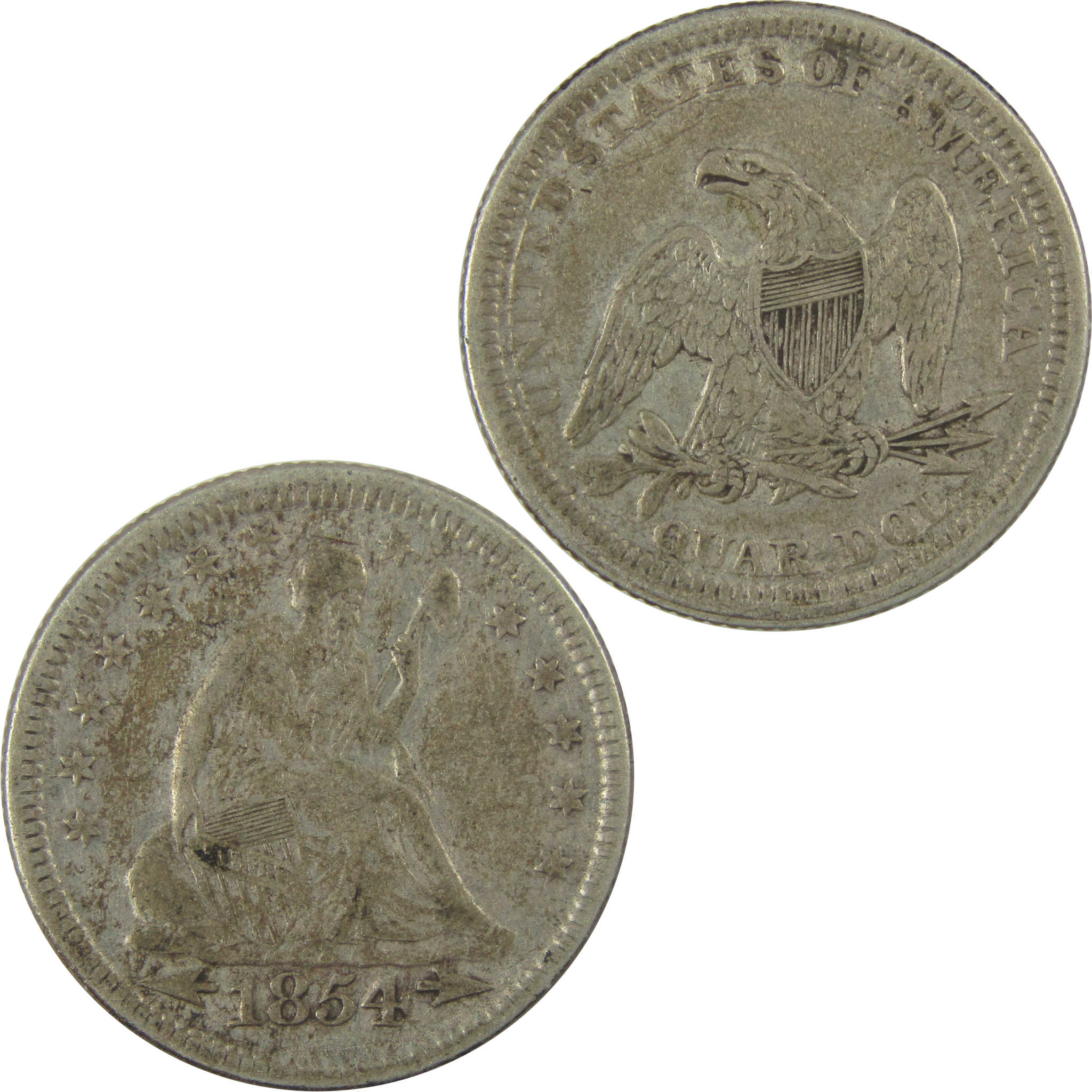 1854 Seated Liberty Quarter XF EF Extremely Fine Silver SKU:I20005