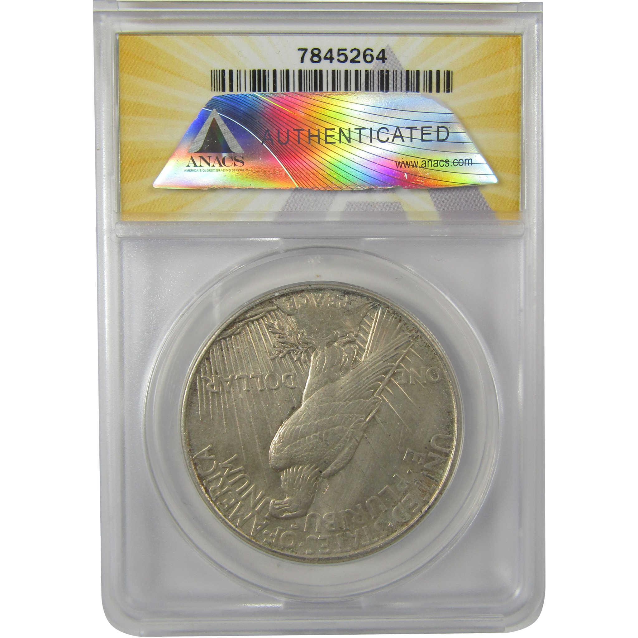 1921 High Relief Peace Dollar AU 53 Details ANACS Silver SKU:I21386