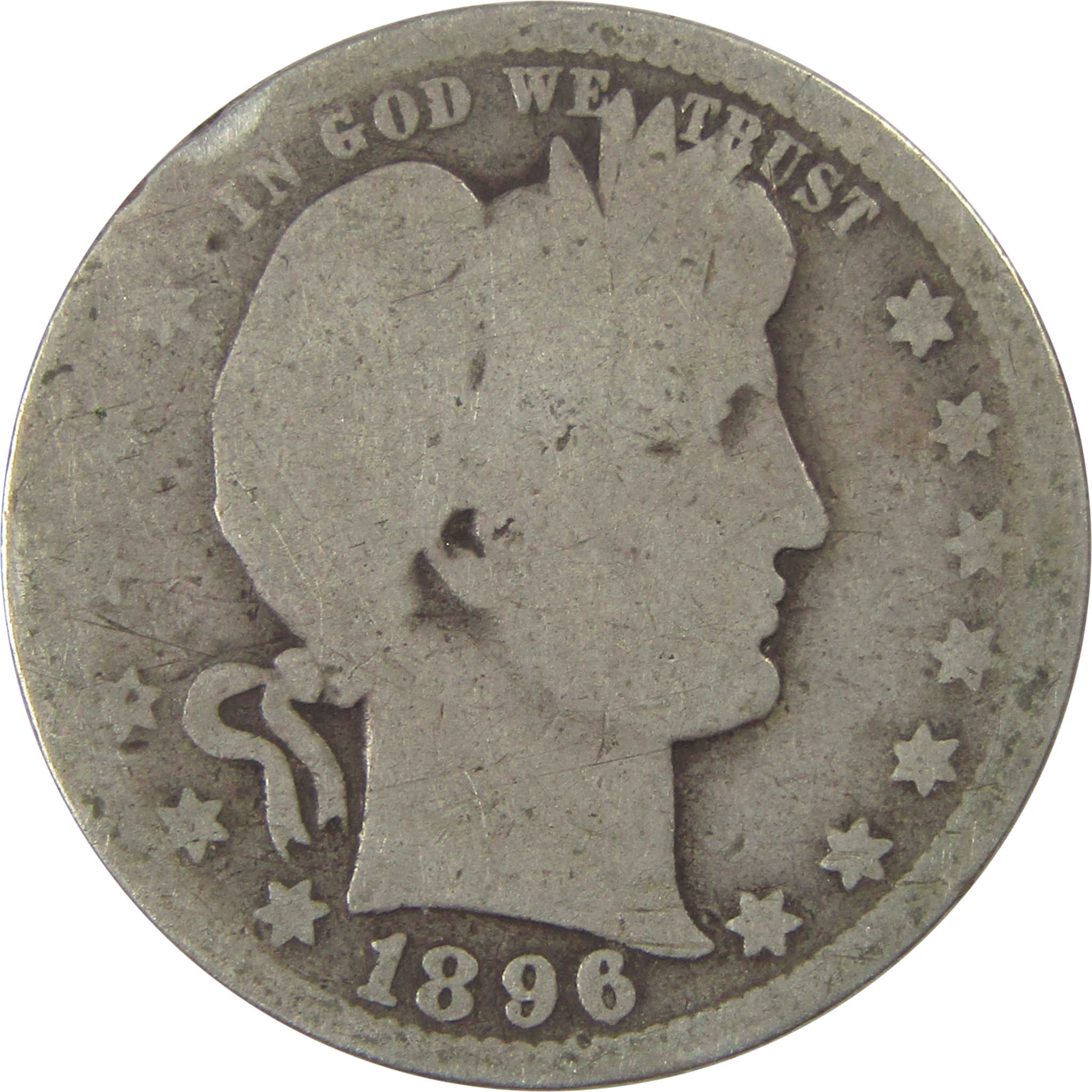 1896 O Barber Quarter AG About Good Silver 25c Coin SKU:I21885
