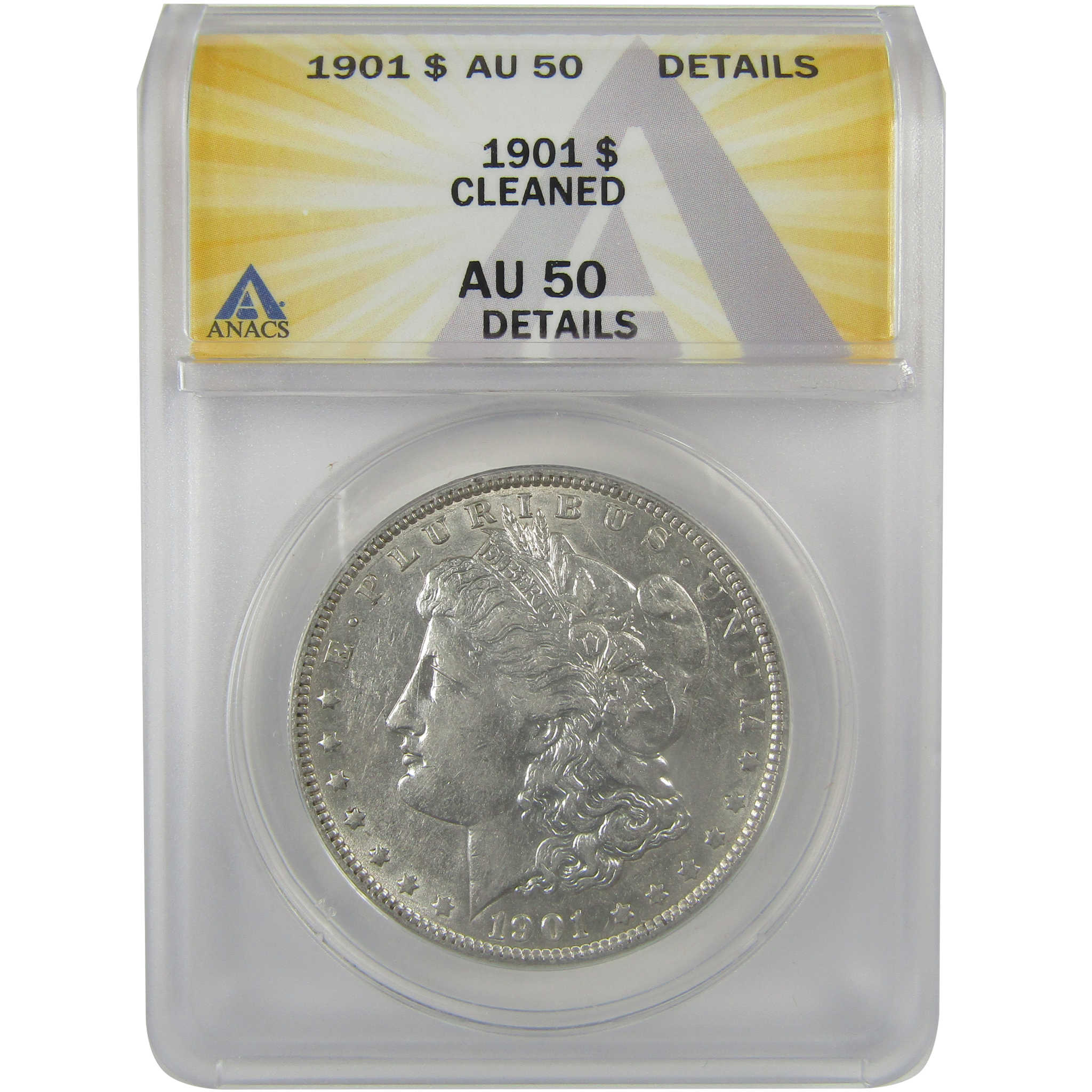 1901 Morgan Dollar AU 50 Details ANACS Silver $1 Coin SKU:I21276 - Morgan coin - Morgan silver dollar - Morgan silver dollar for sale - Profile Coins & Collectibles