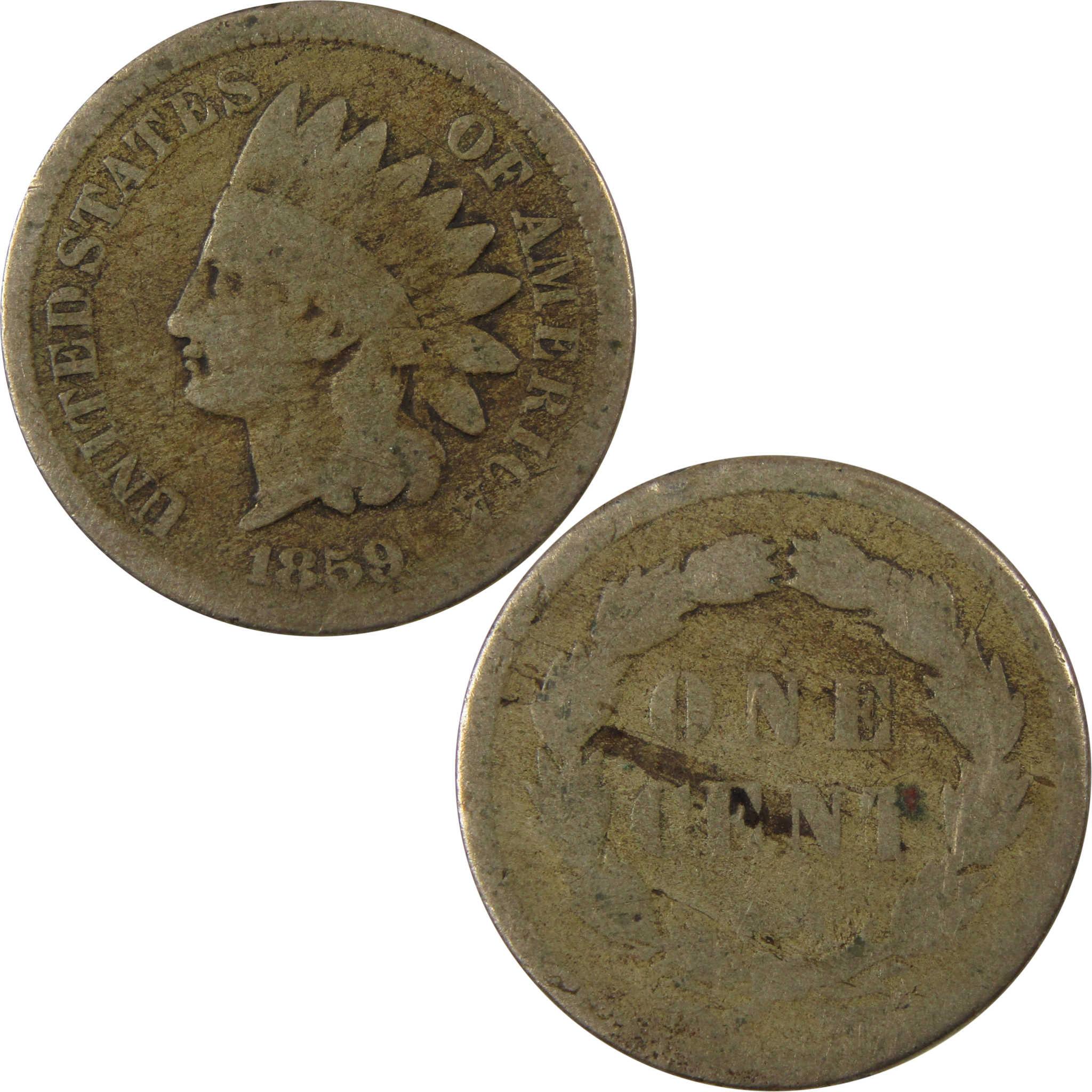 1859 Indian Head Cent AG About Good Penny 1c Coin SKU:CP1309