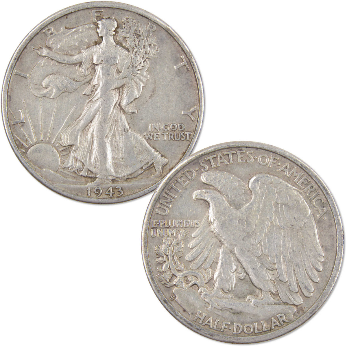 1941-1945 Liberty Walking Silver Half Dollar 5 Coin Set Circulated