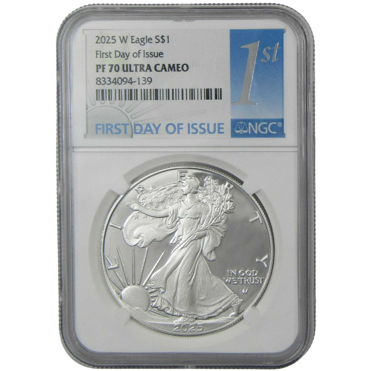 2025 W American Silver Eagle PF 70 UCAM NGC Proof $1 Coin First Day