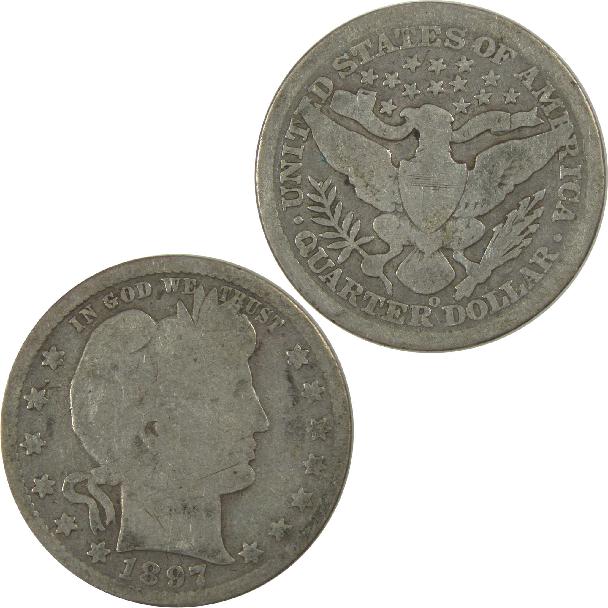 1897 O Barber Quarter G Good Silver 25c Coin SKU:I20956