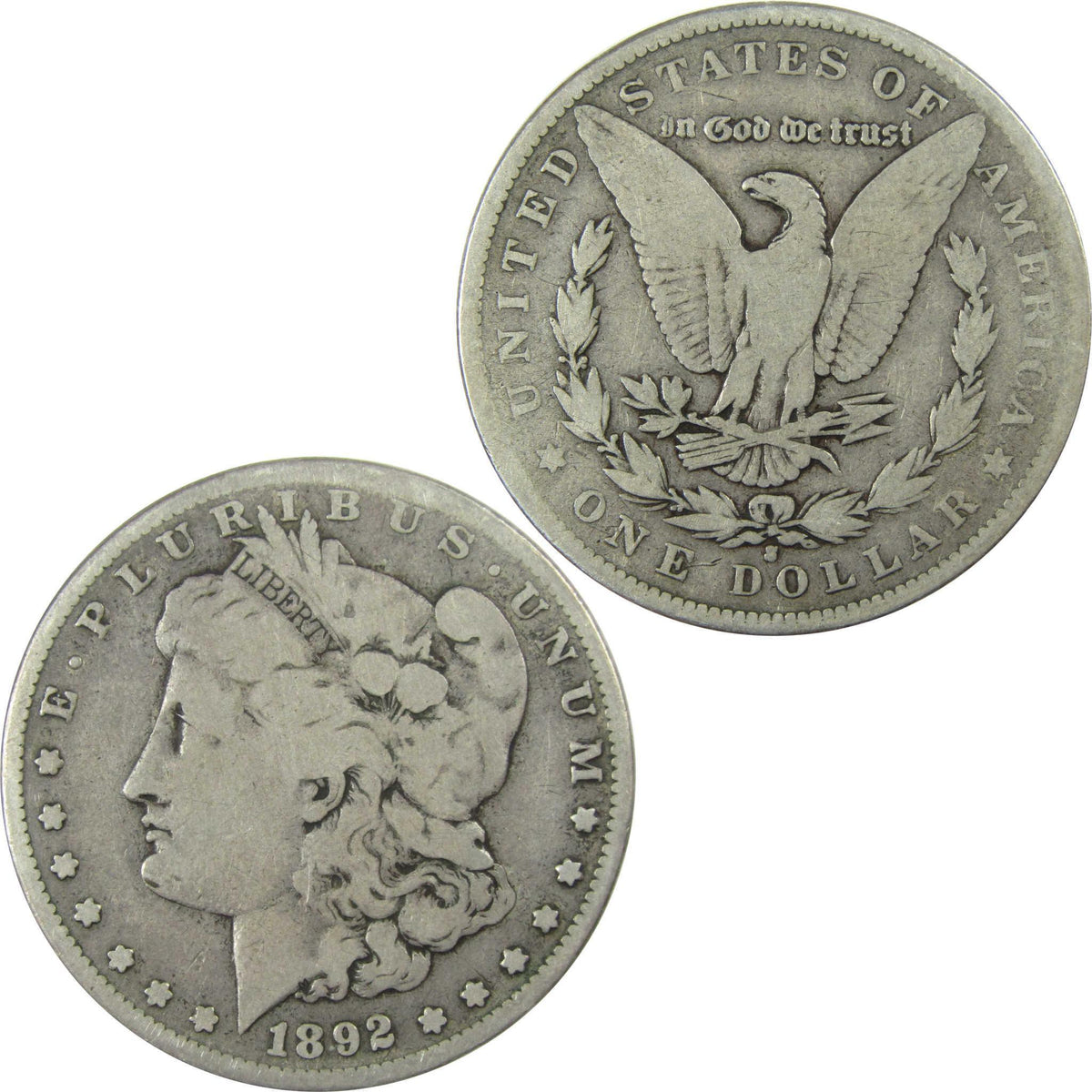 1892 S Morgan Silver Dollar VG Very Good $1 Coin SKU:I25926 - Morgan coin - Morgan silver dollar - Morgan silver dollar for sale - Profile Coins & Collectibles