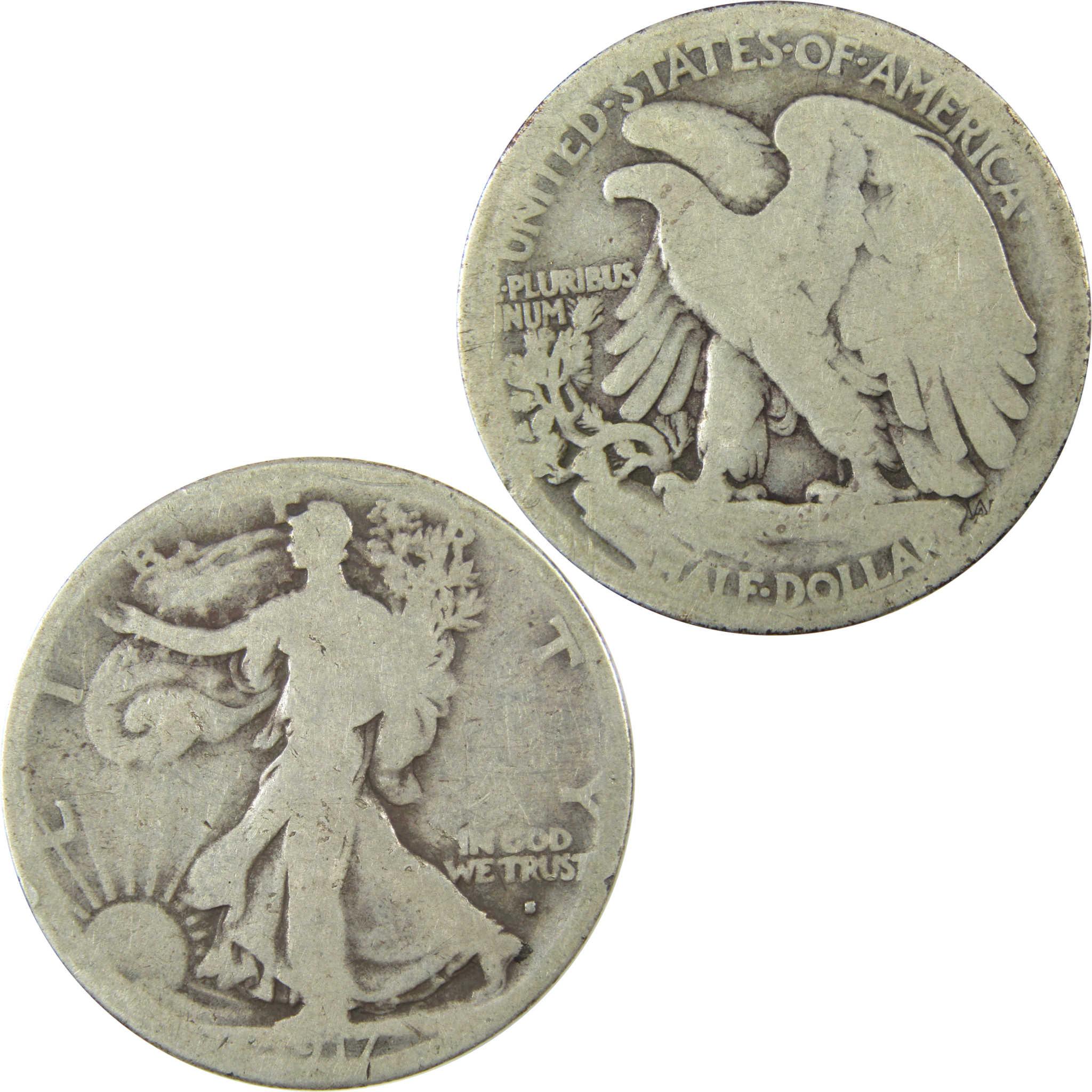 1917 S Obverse Liberty Walking Silver 50cAG About Good SKU:CP1448